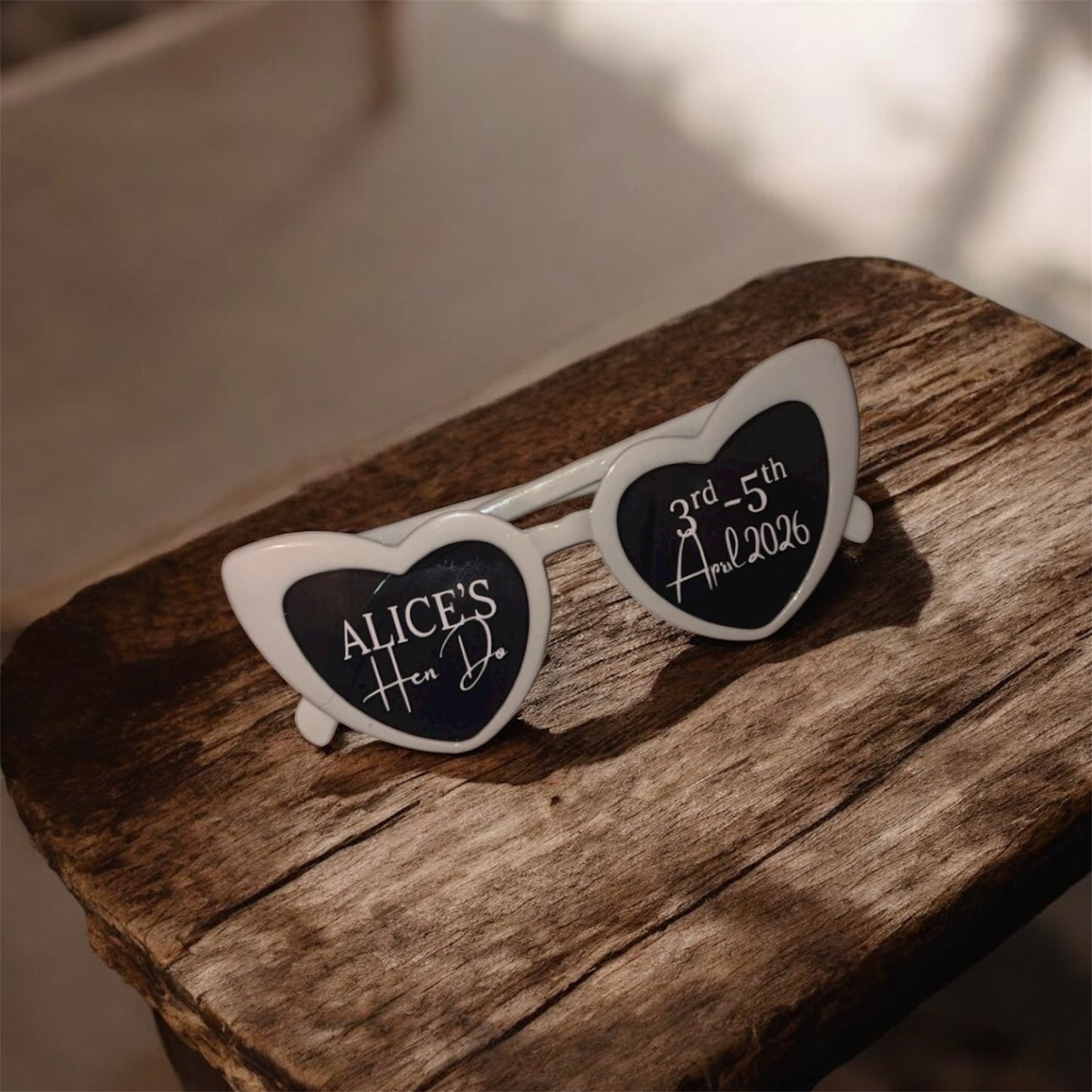 Personalised Hen Do/Wedding Heart Glasses - Black/White