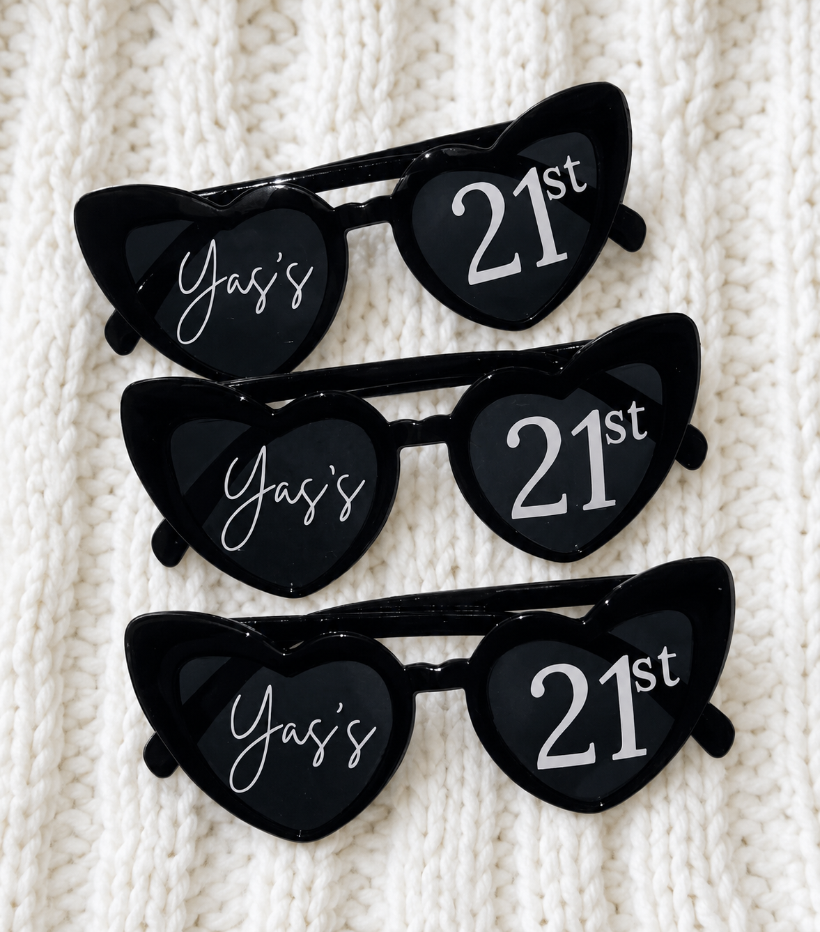 Personalise Birthday Heart Glasses - Black/White/Pink/Sage/Red