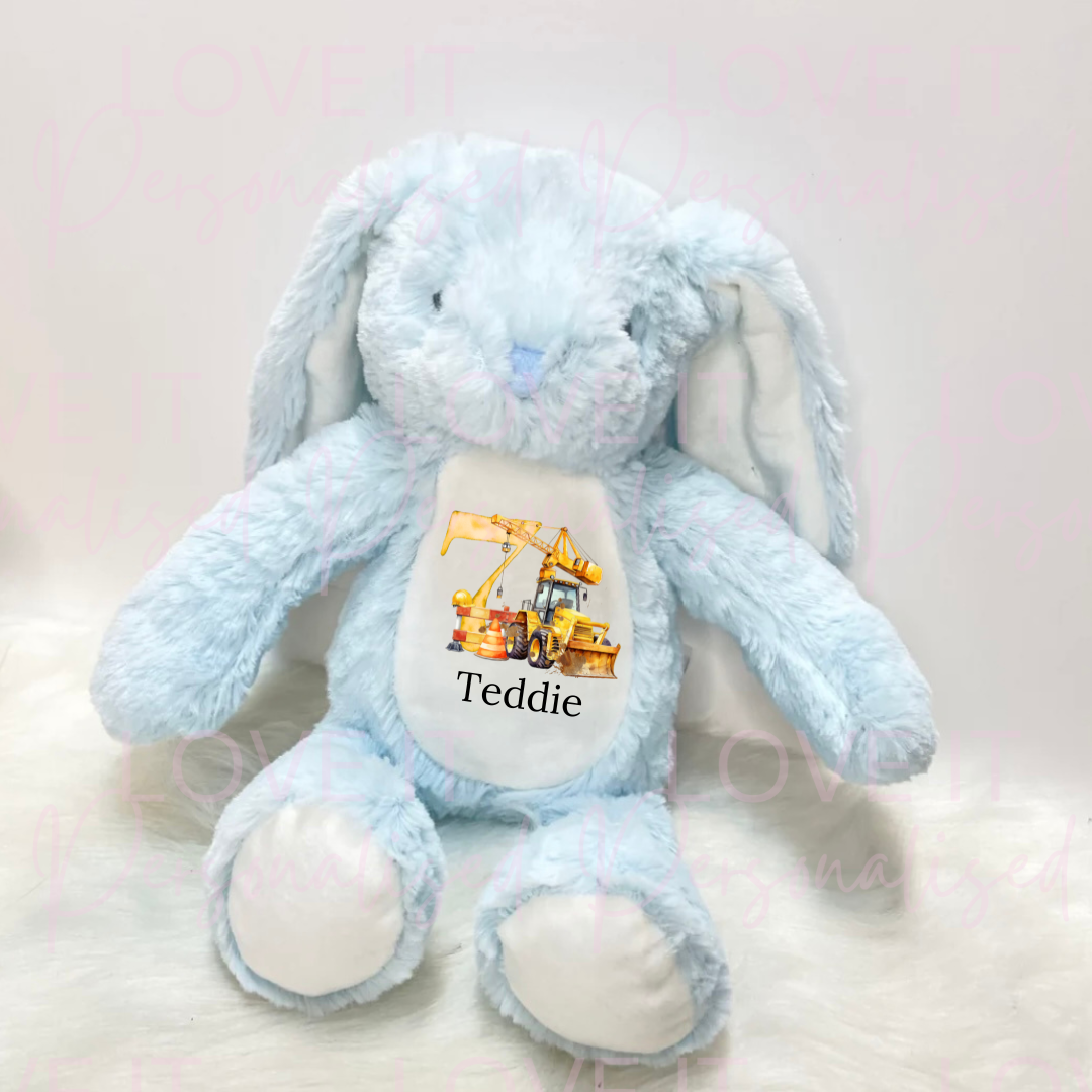 Personalised Bunny Teddy - Birthday Digger Design