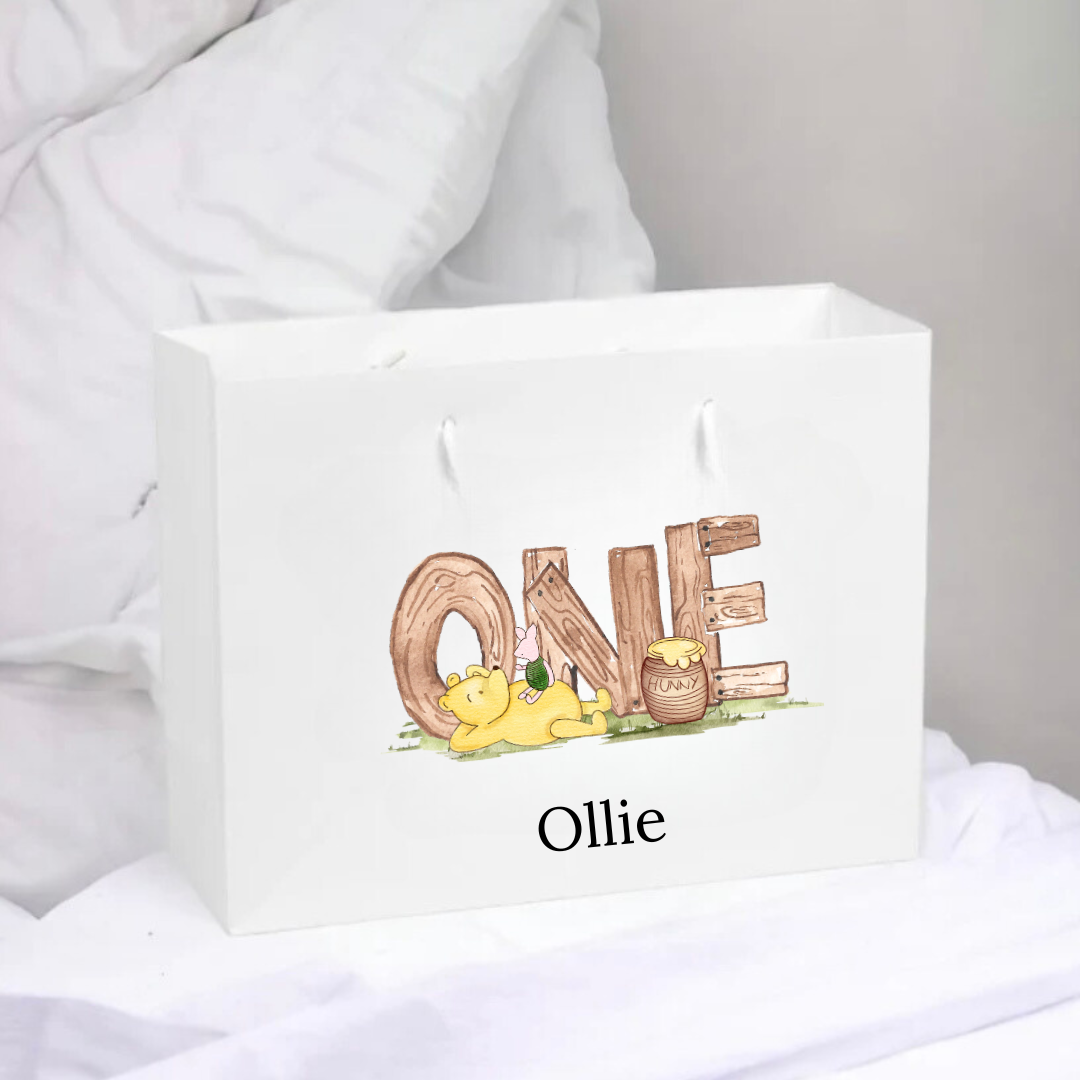 Personalised Birthday Gift Bag - Bear Number Design