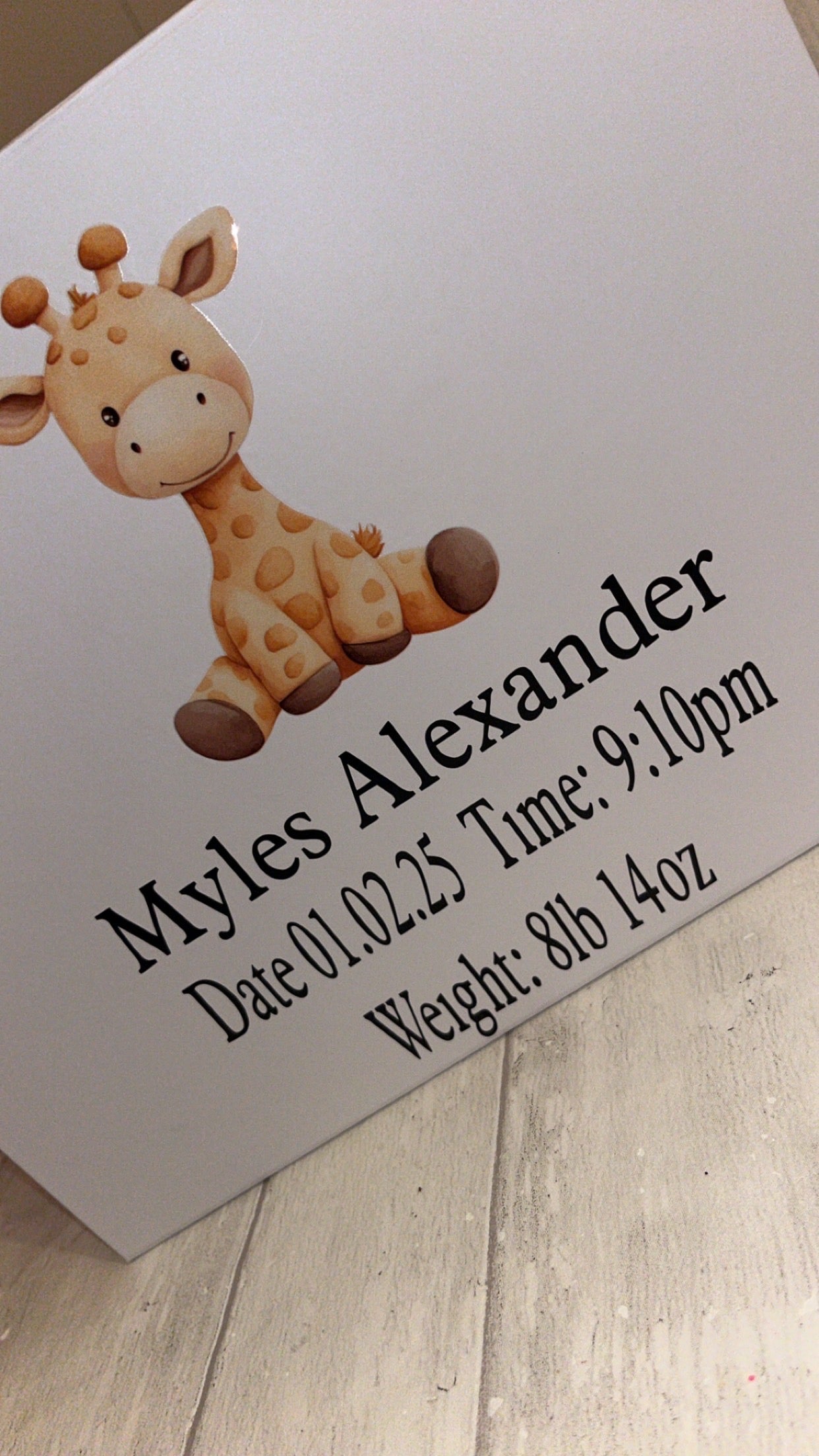 Personalised Giraffe Baby Magnetic Gift/Memory Box