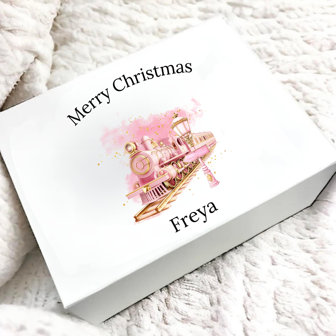 Personalised Christmas Eve Box - Pink Or Blue Train Design