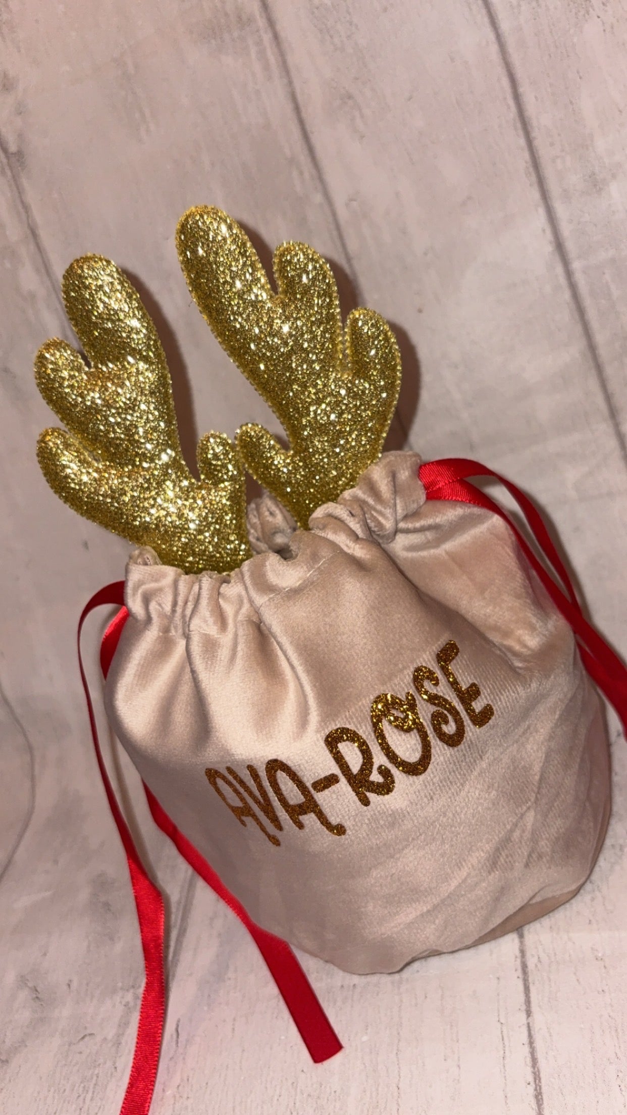 Personalised Christmas Reindeer Bag - Gold Antler