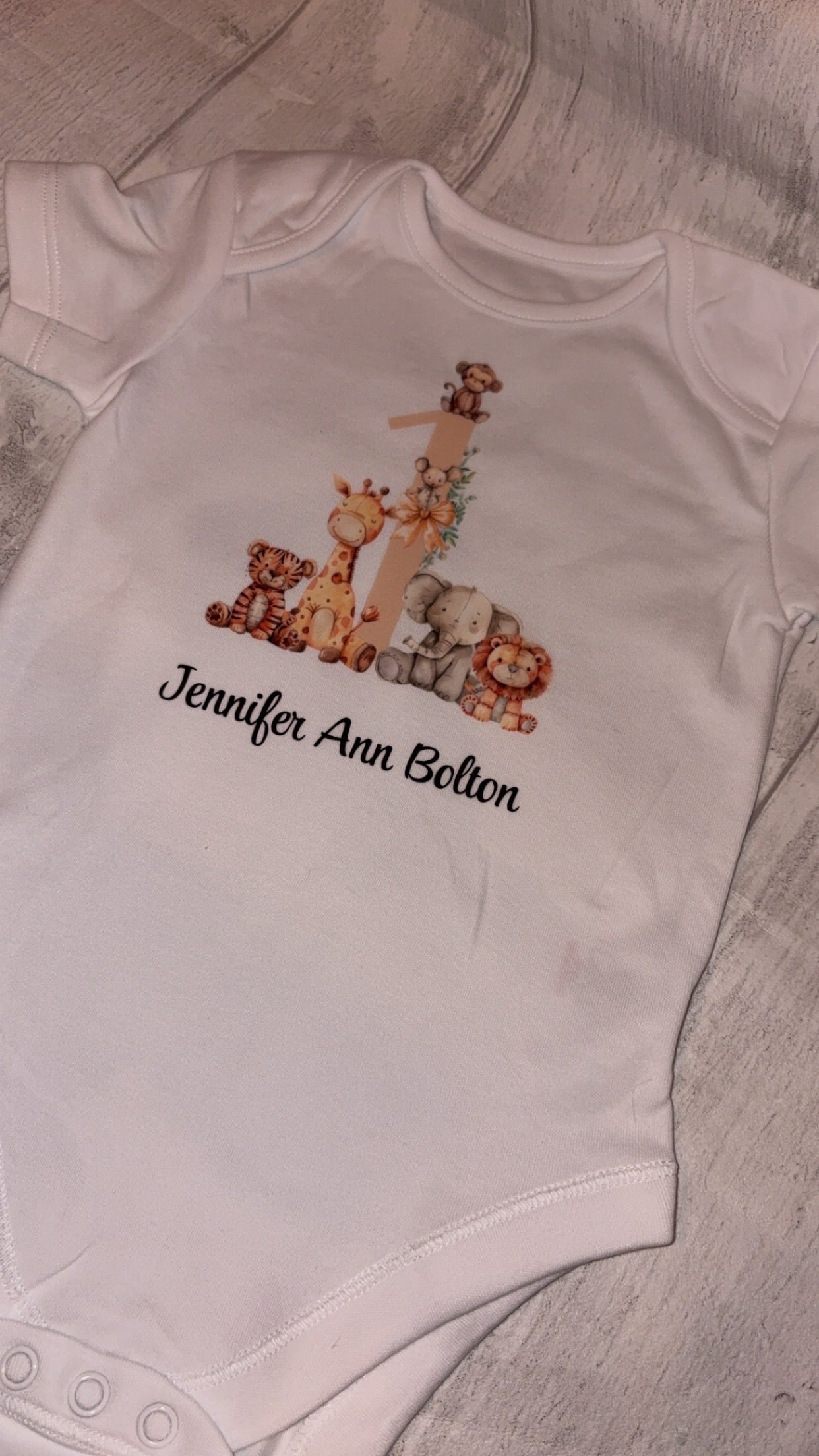 Personalised Birthday Safari Animal Outfit Baby Bodysuit/ Children's T-shirt