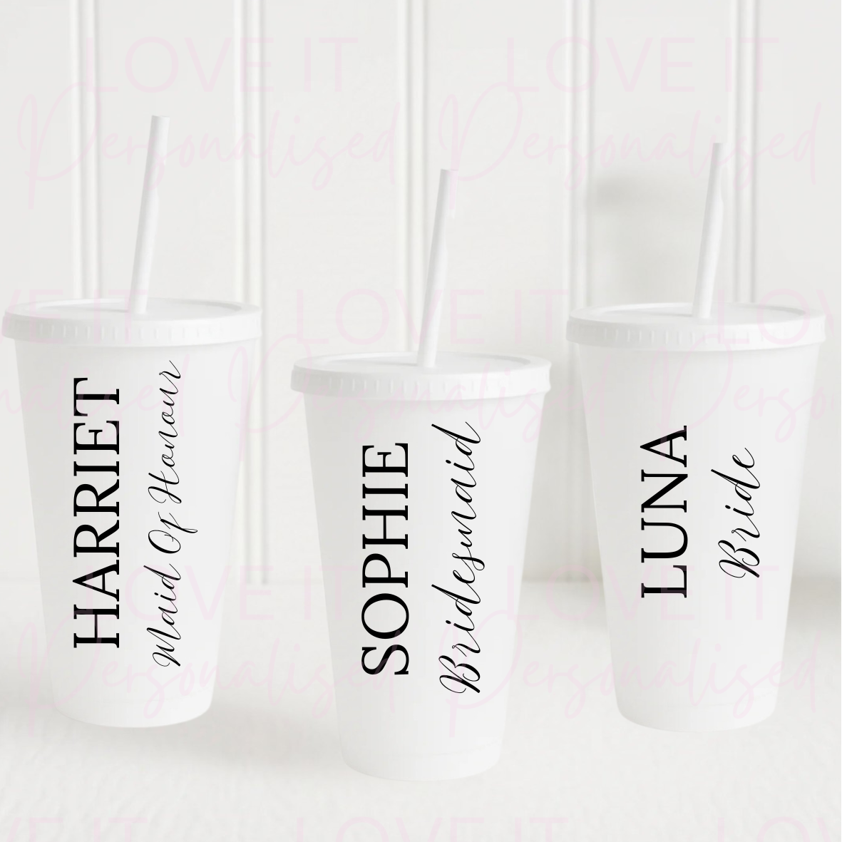 Personalised Wedding 24oz Cold Cup - White/Frosted