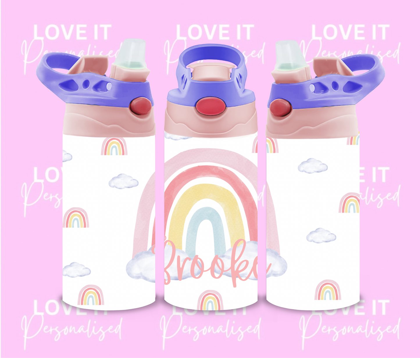 Personalised Rainbow 12oz Water Bottle