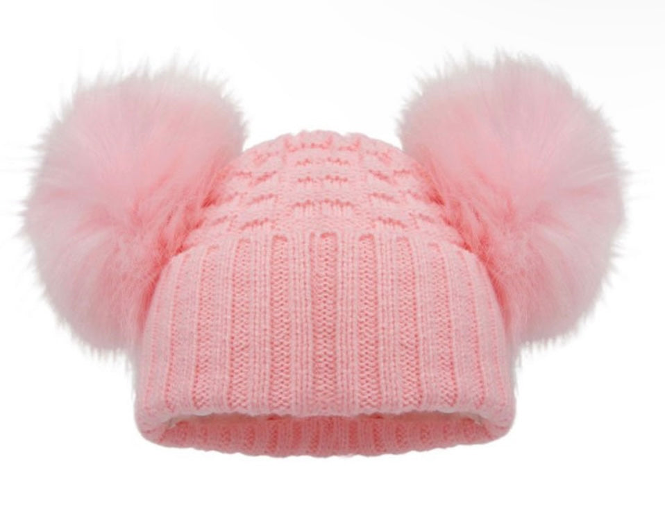 Pink Double Pom Hat