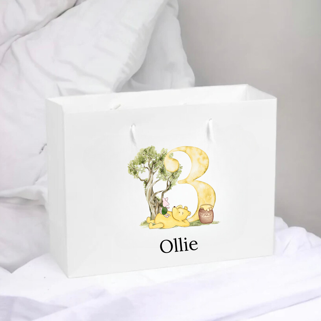 Personalised Birthday Gift Bag - Bear Number Design