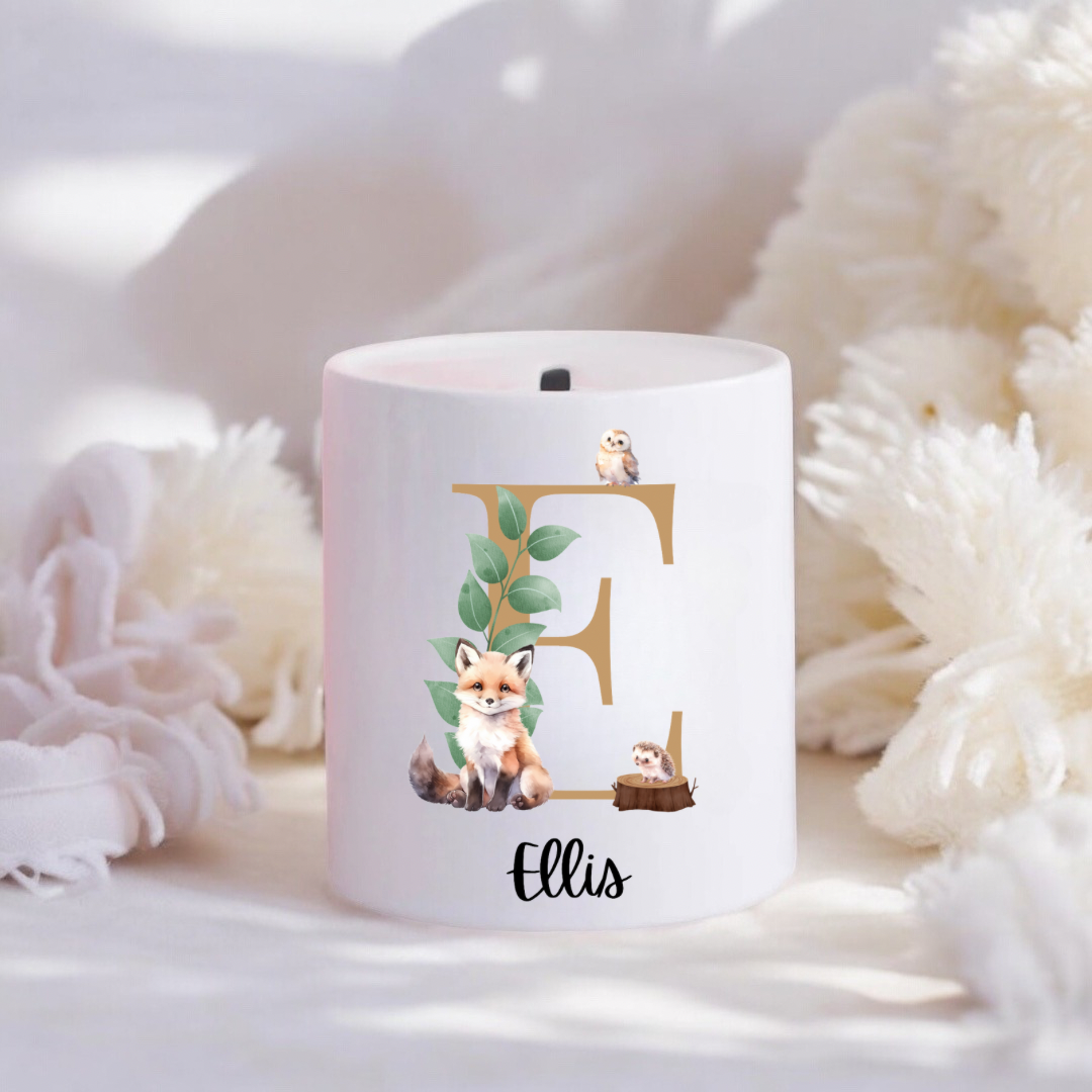 Personalised Woodland Initial Money Box