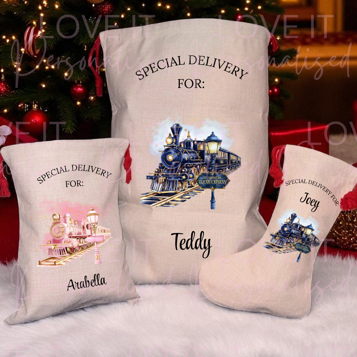Personalised Christmas Express Train Stocking/Sack