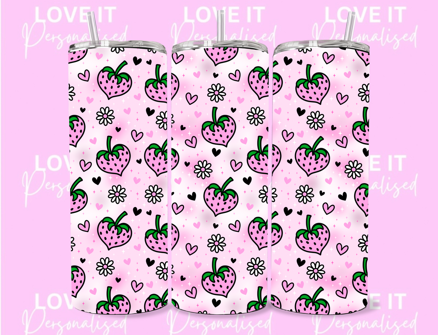 Pink Strawberry Heart 20oz Tumbler