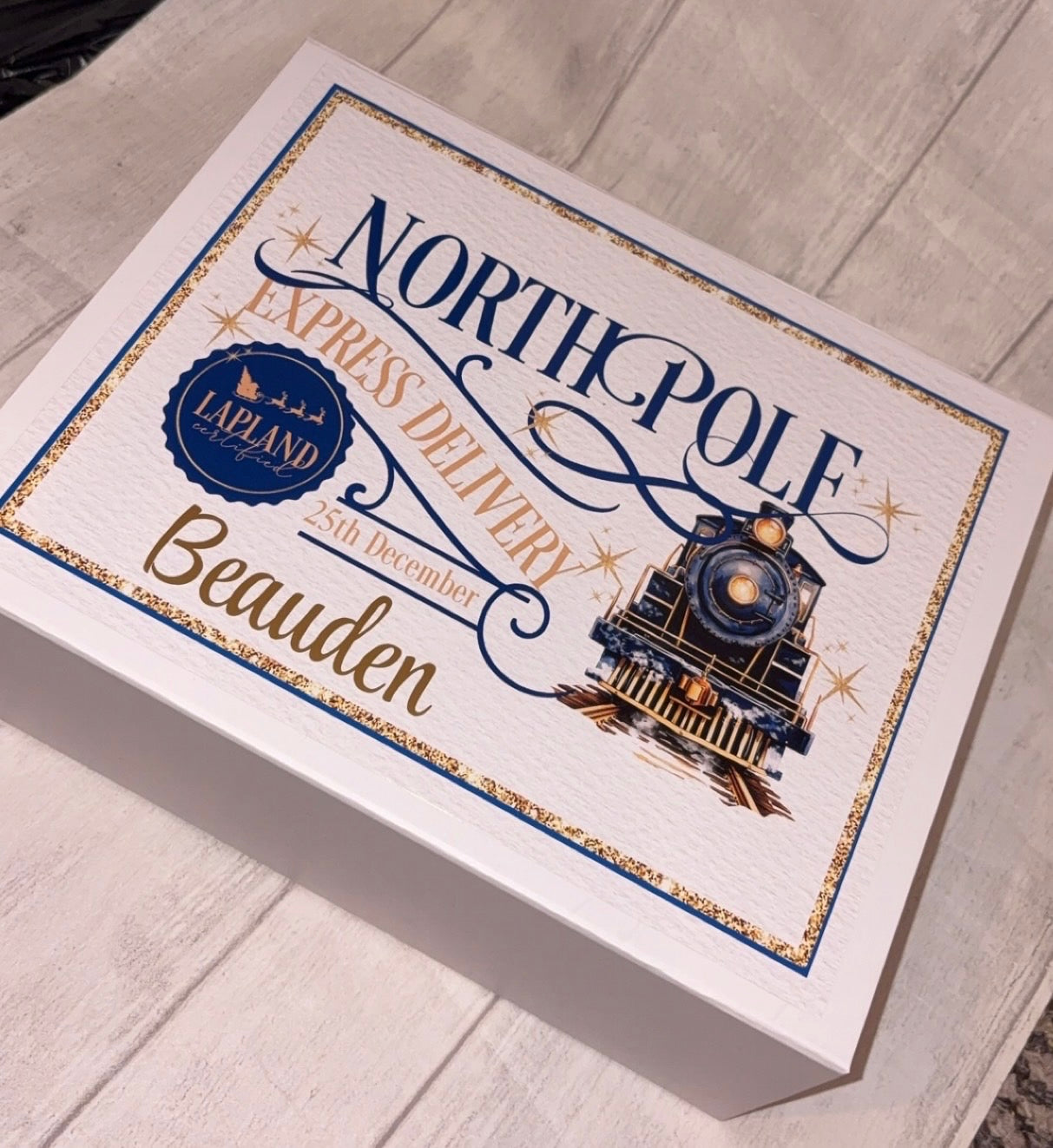 Personalised Christmas Magnetic Gift Box - Pink/Blue Express Delivery Design