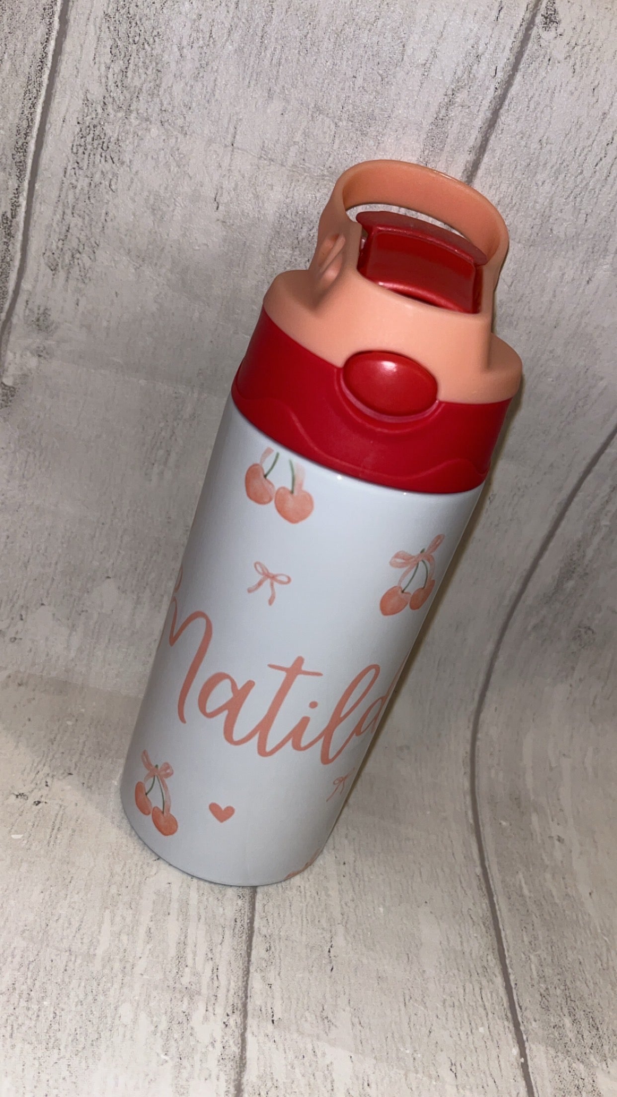 Personalised Cherry Bow 12oz Water Bottle