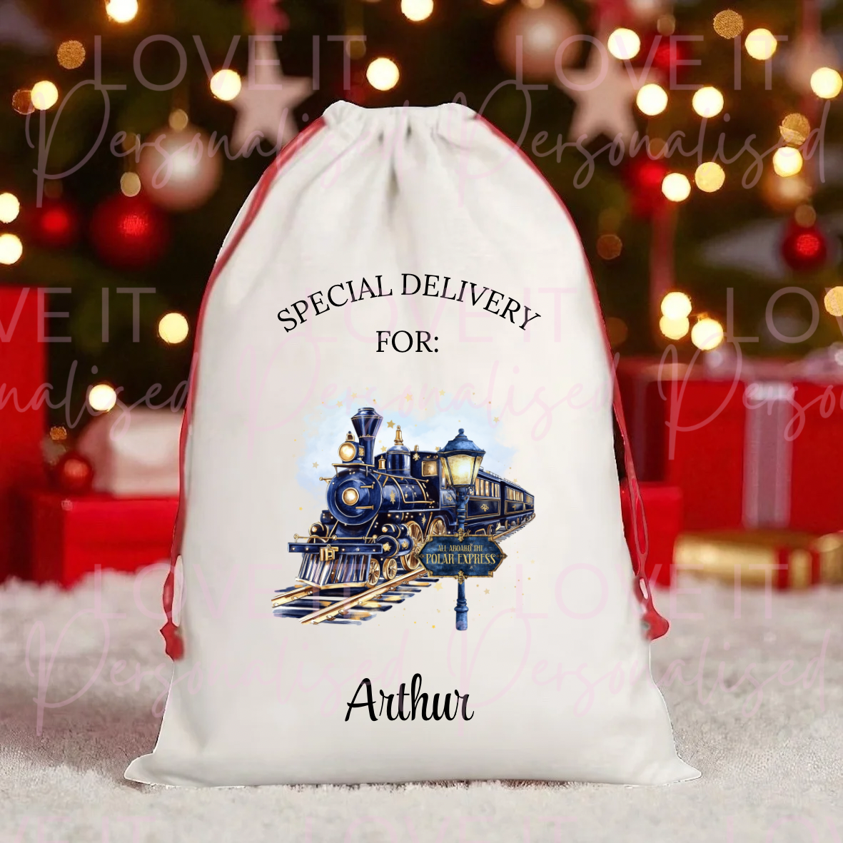 Personalised Christmas Express Train Stocking/Sack