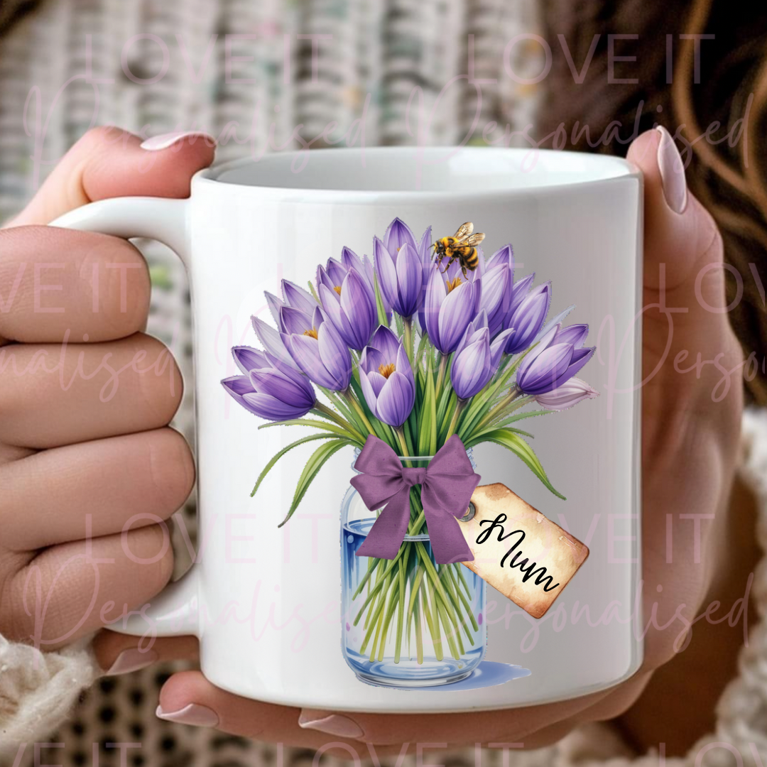 Personalised Purple Flowers Mug