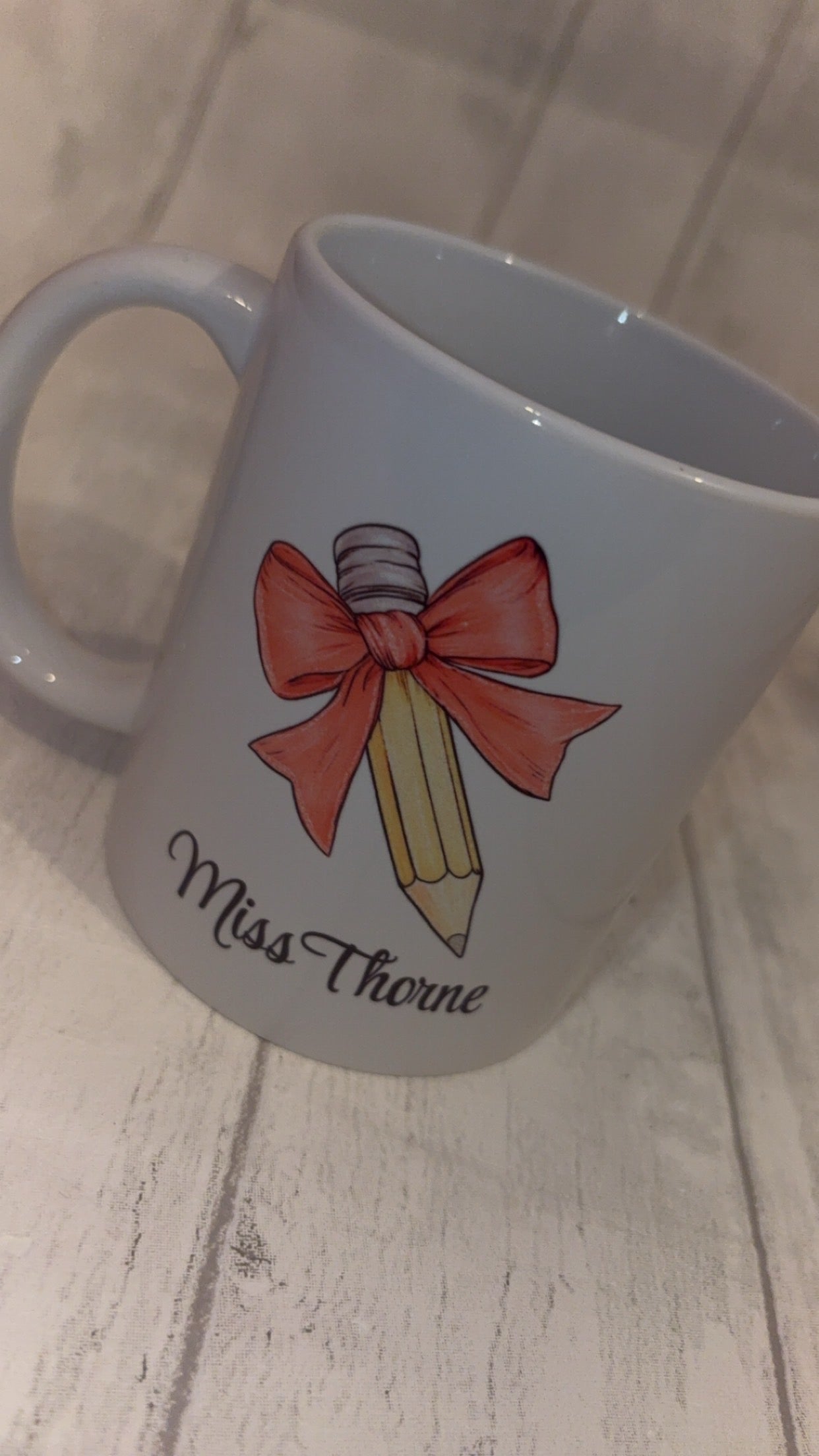 Personalised Pencil Bow Mug/Coaster