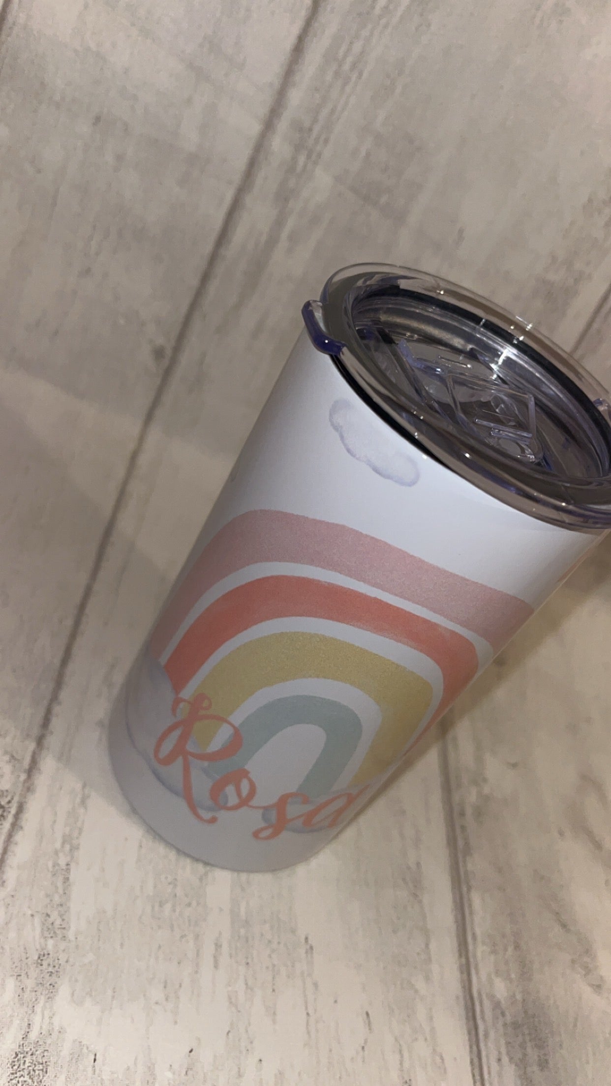 Personalised Rainbow Children's Sippy Cup (two lids)