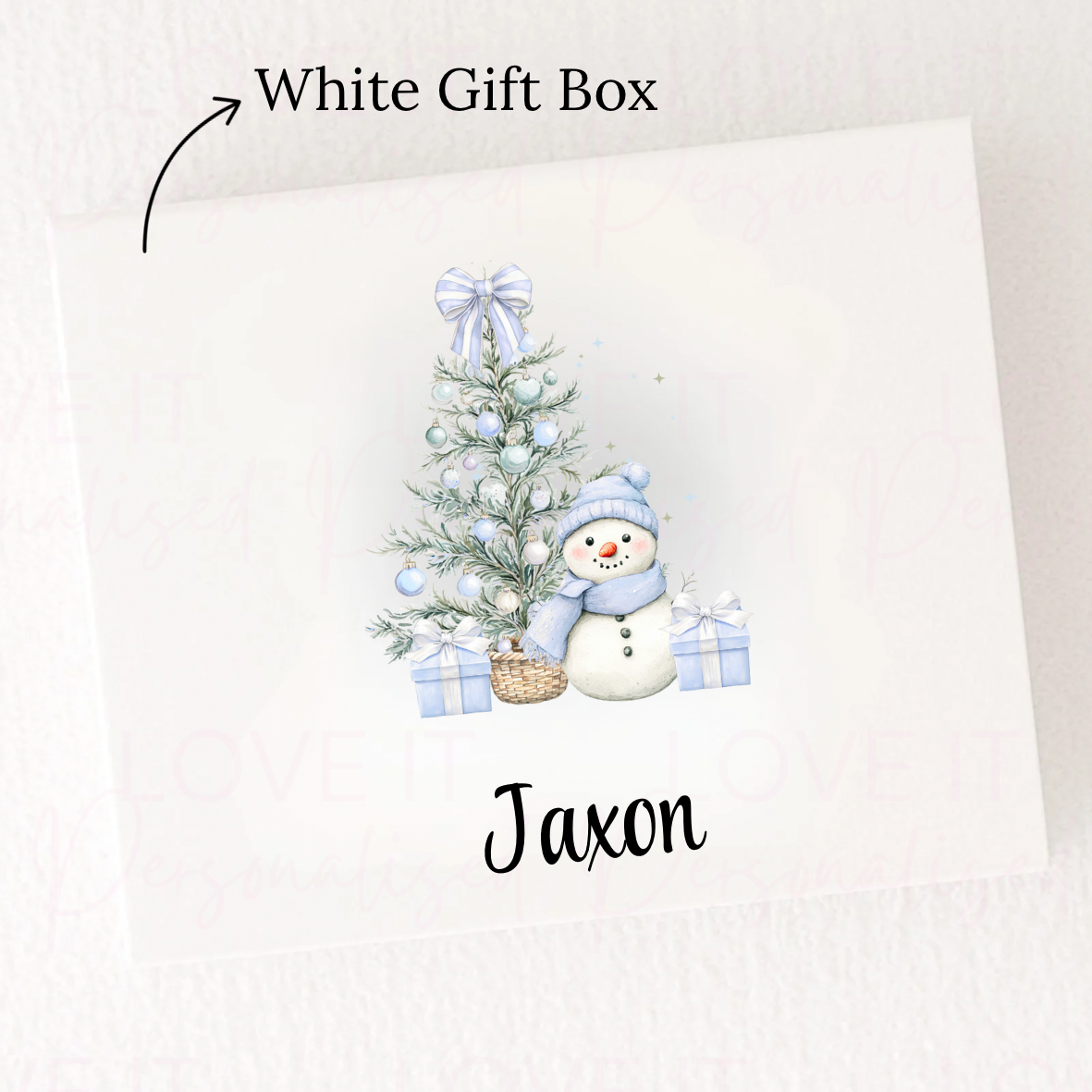 Personalised Christmas Magnetic Gift/Eve Box - Pink/Blue Snowman Design