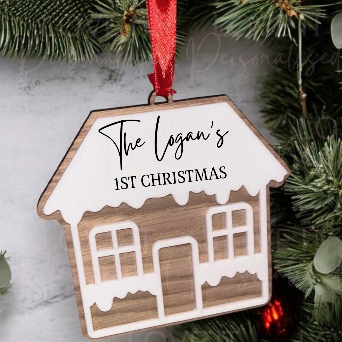 Personalised Christmas Acrylic Gingerbread House Hanging Ornament