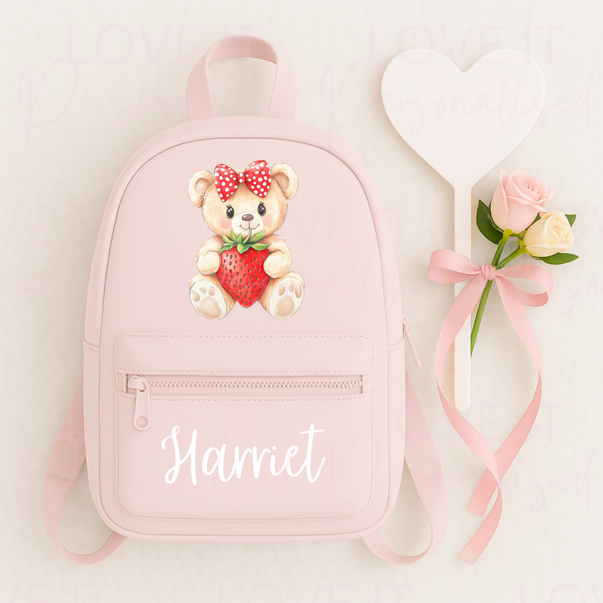 Personalised Children’s Strawberry Bear Backpack