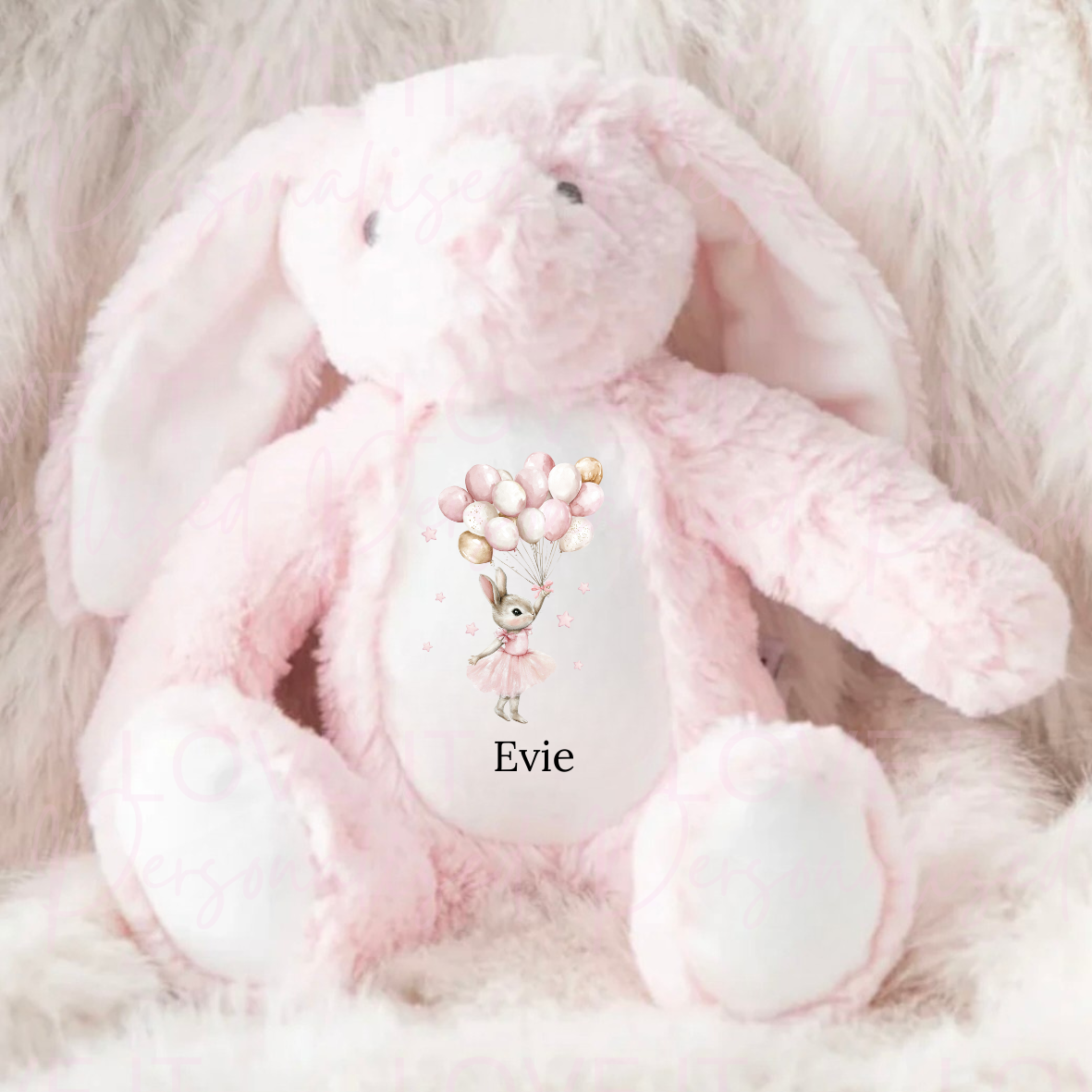 Personalised Bunny Teddy - Pink Rabbit Design