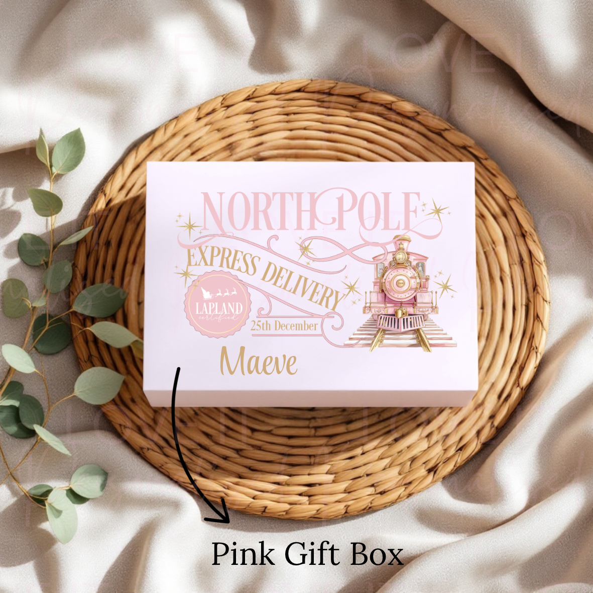 Personalised Christmas Magnetic Gift Box - Pink/Blue Express Delivery Design