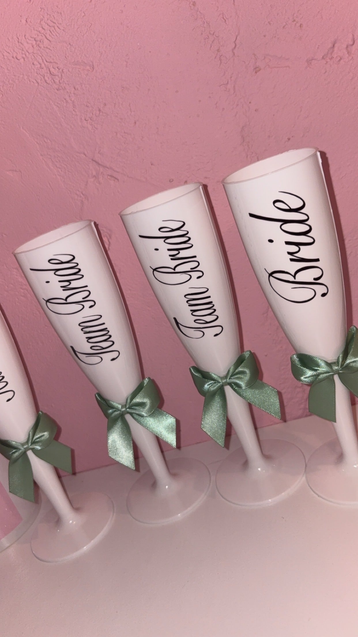 Personalised White Plastic Wedding Title Champagne Flute