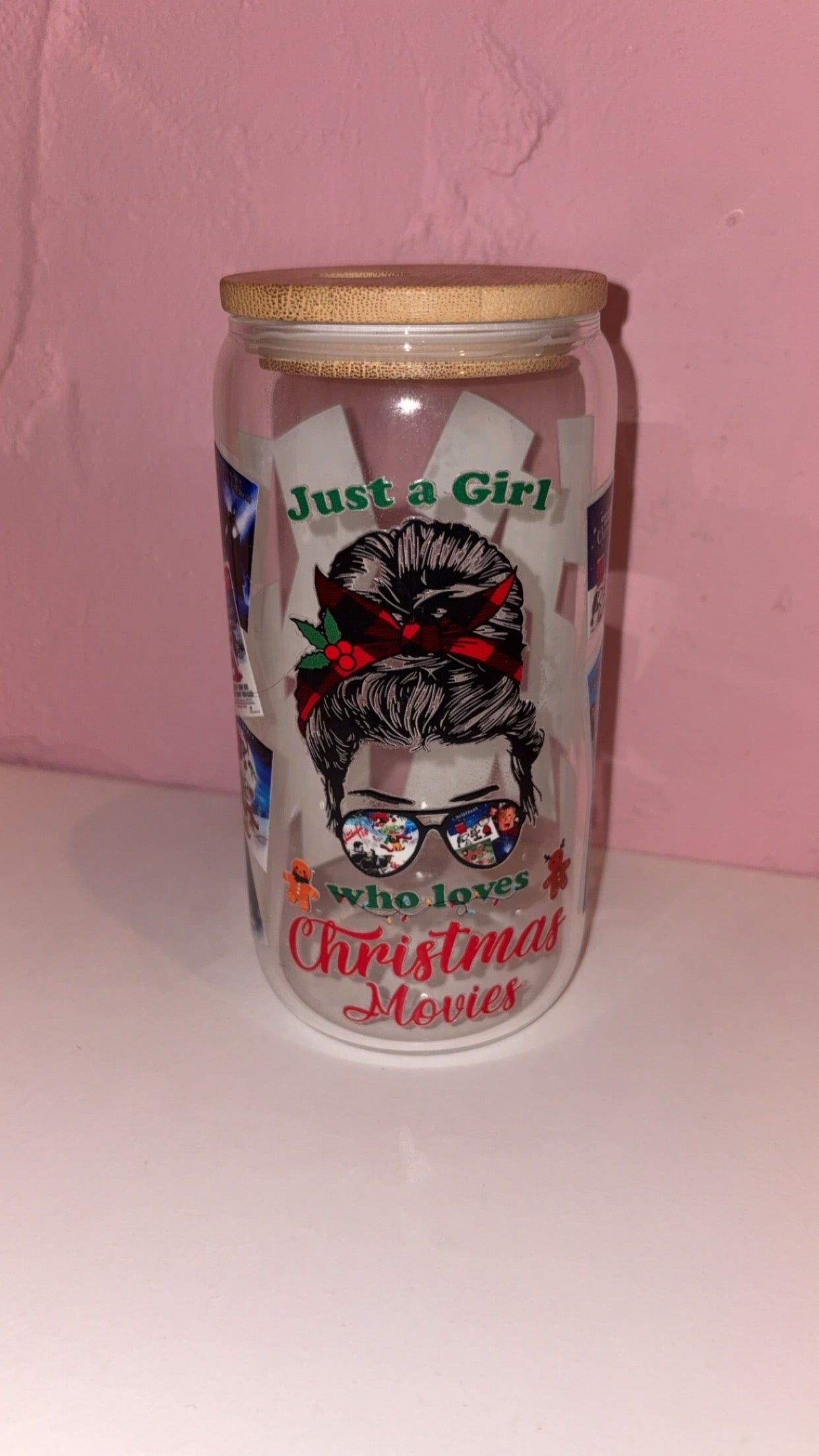 Christmas Designs 16oz Plastic/Glass Libbey Glass Can