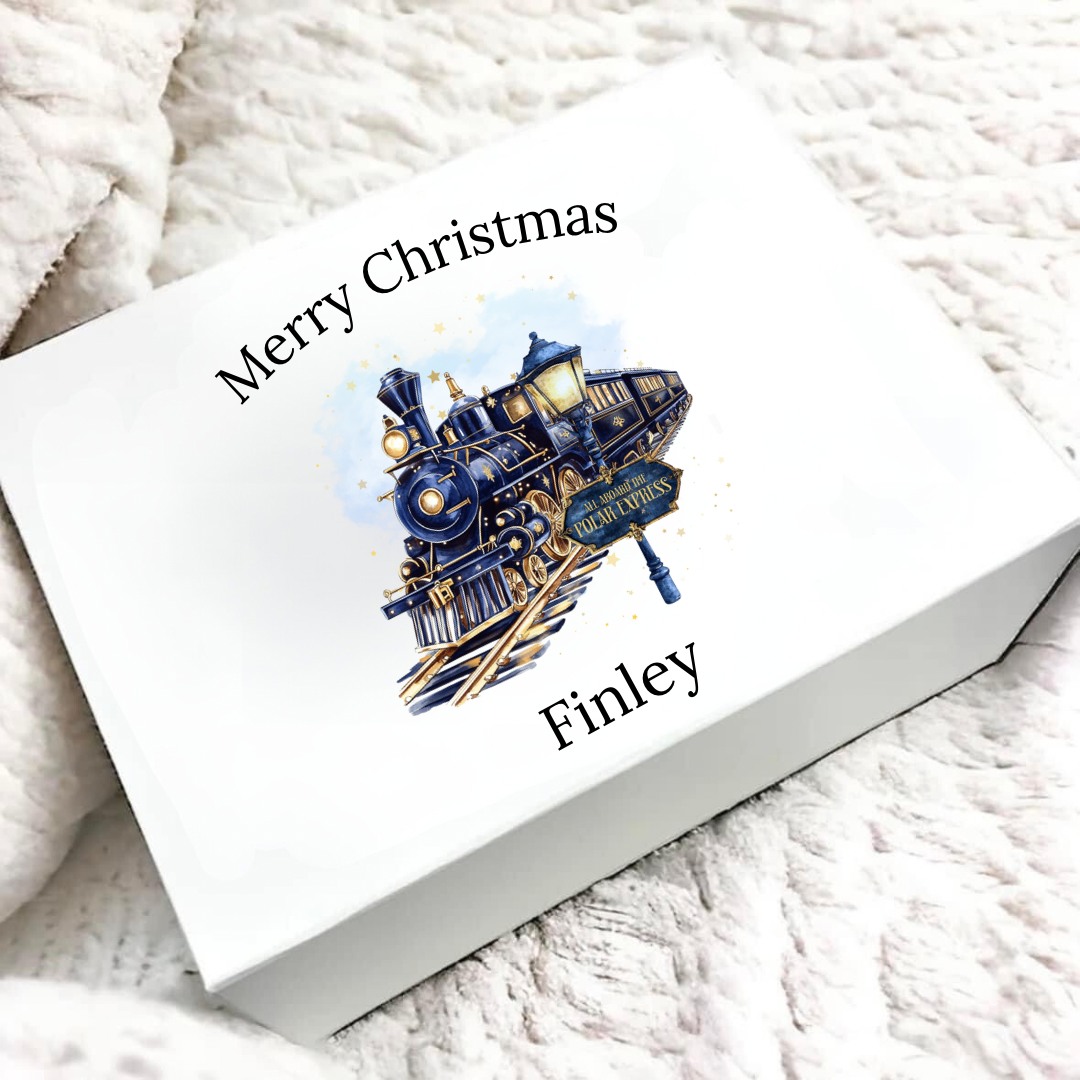 Personalised Christmas Eve Box - Pink Or Blue Train Design