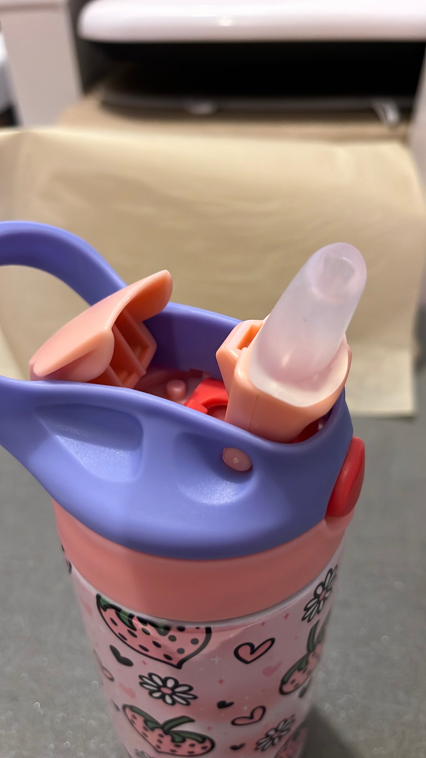 Pink Strawberry Heart Children’s Water Bottle
