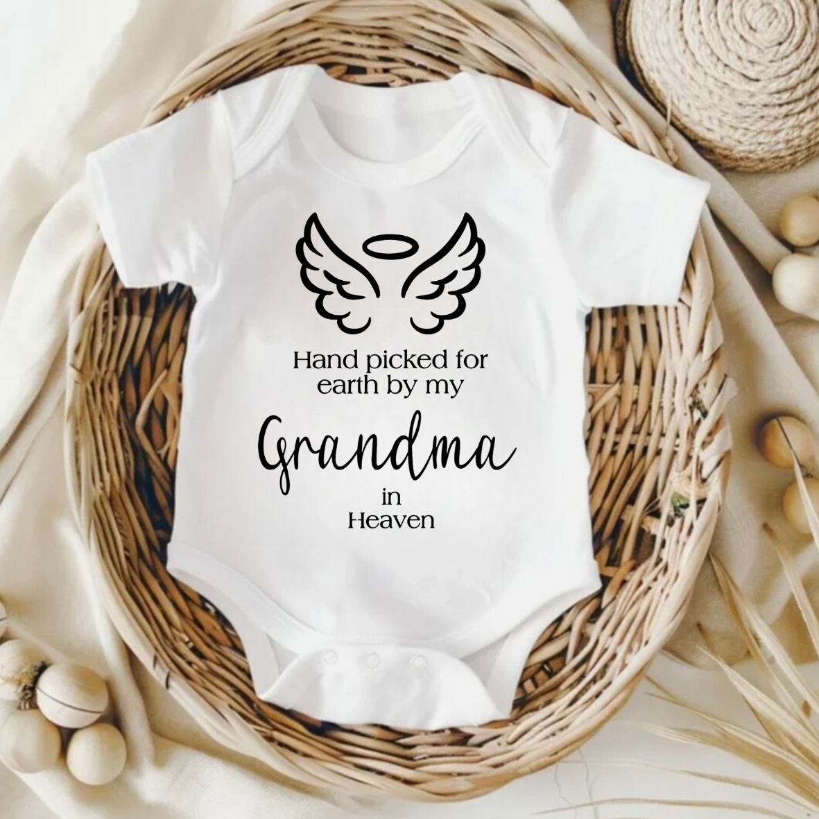 ‘Hand picked for earth by my Grandma’ Baby Bodysuit