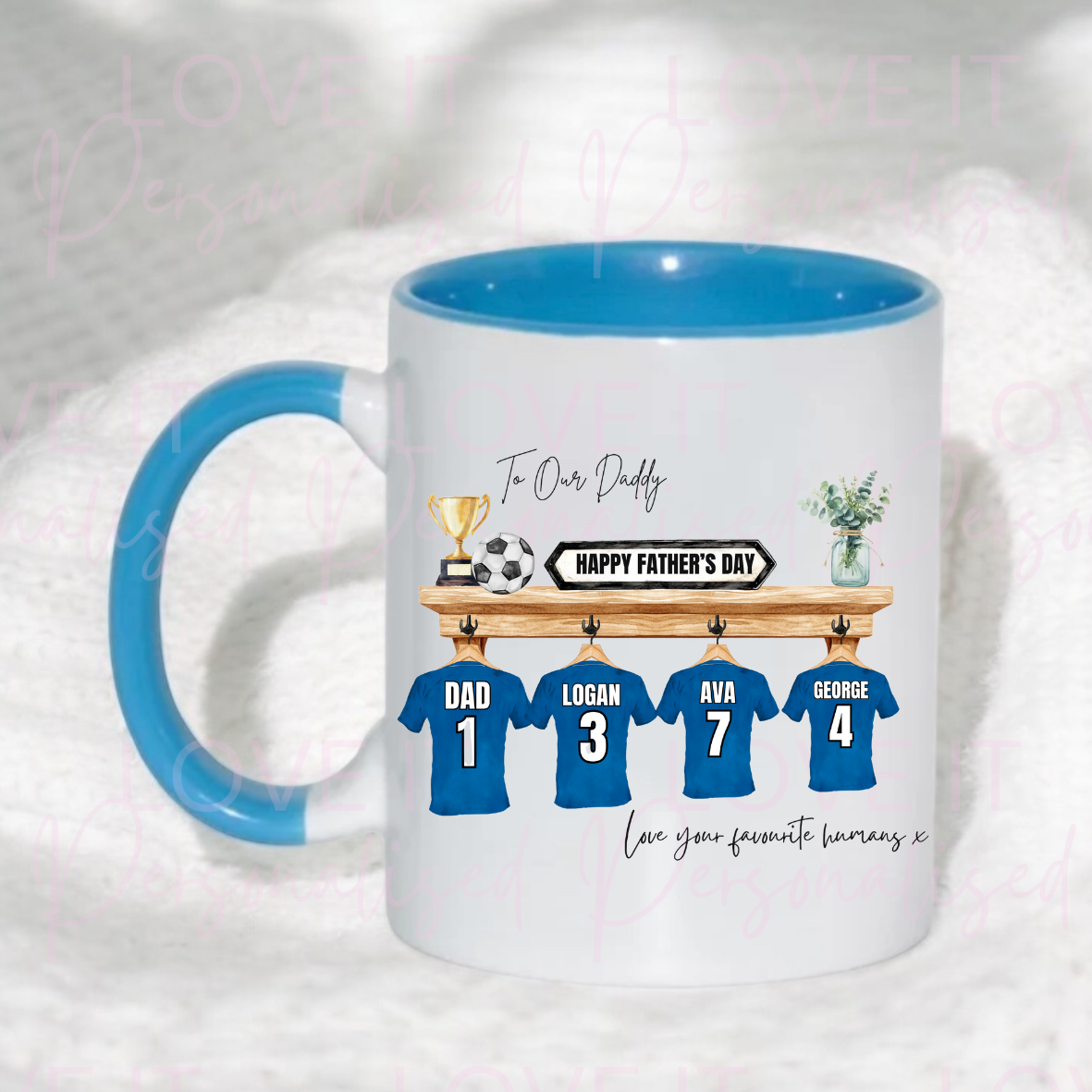 Happy Father's Day Football Team Blue Handle Mug