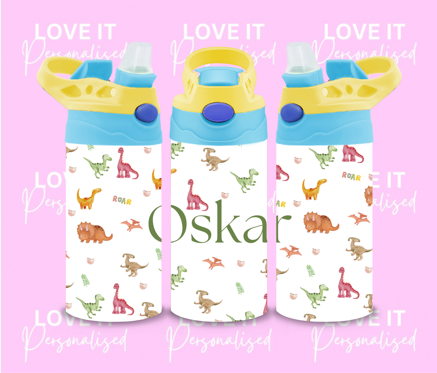 Personalised Dinosaur 12oz Water Bottle
