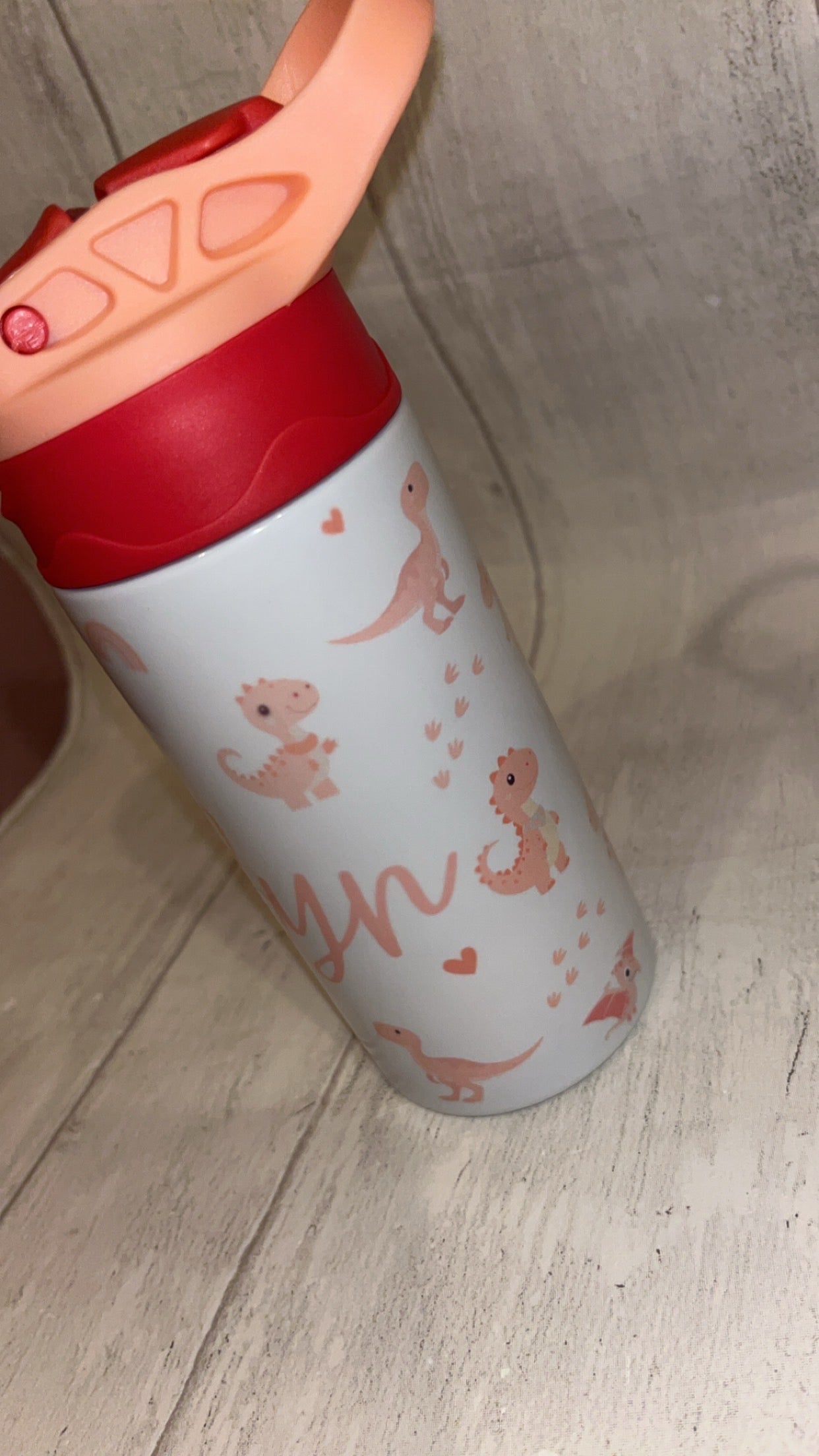 Personalised Pink Dinosaur 12oz Water Bottle