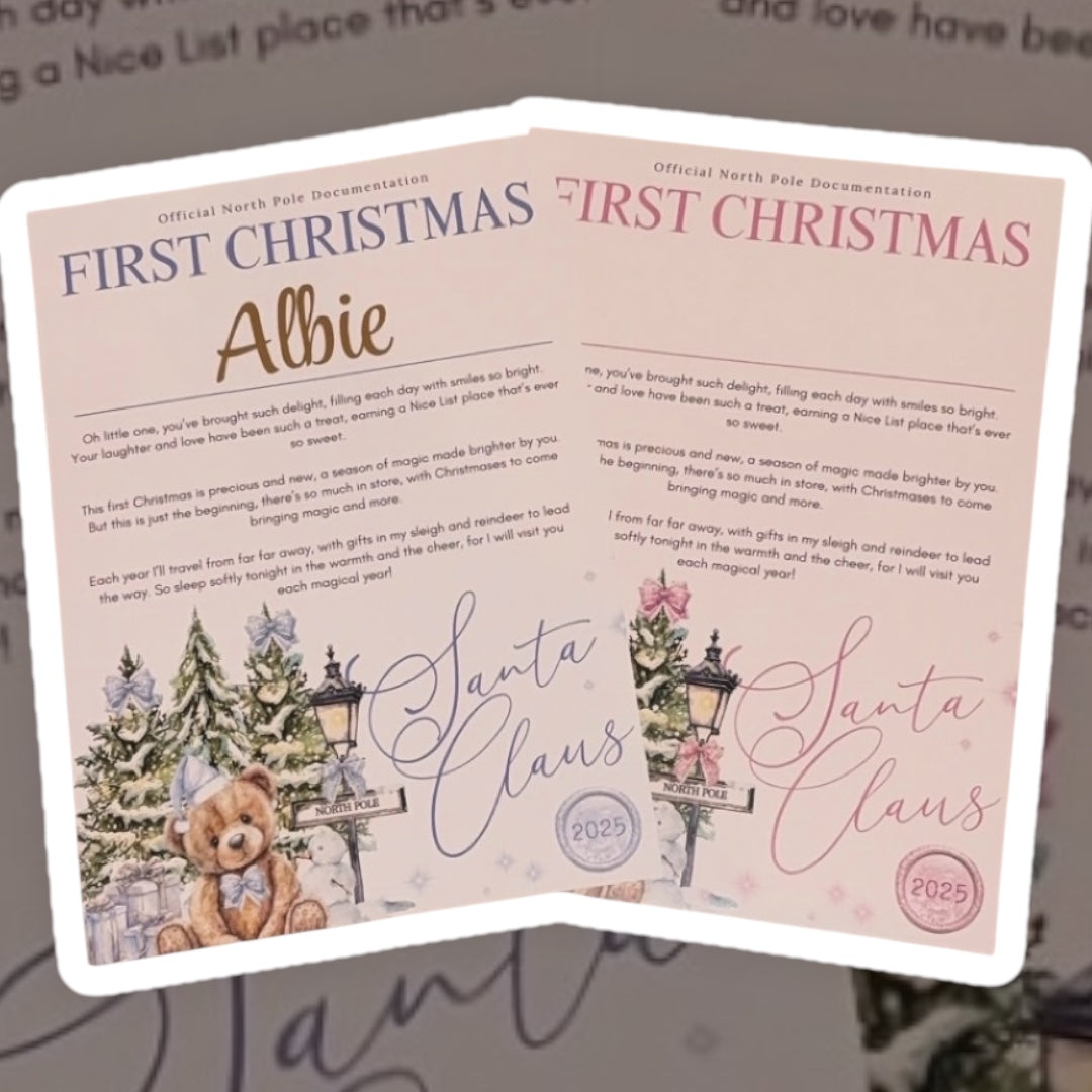 Personalised First Christmas Letter - Pink/Blue