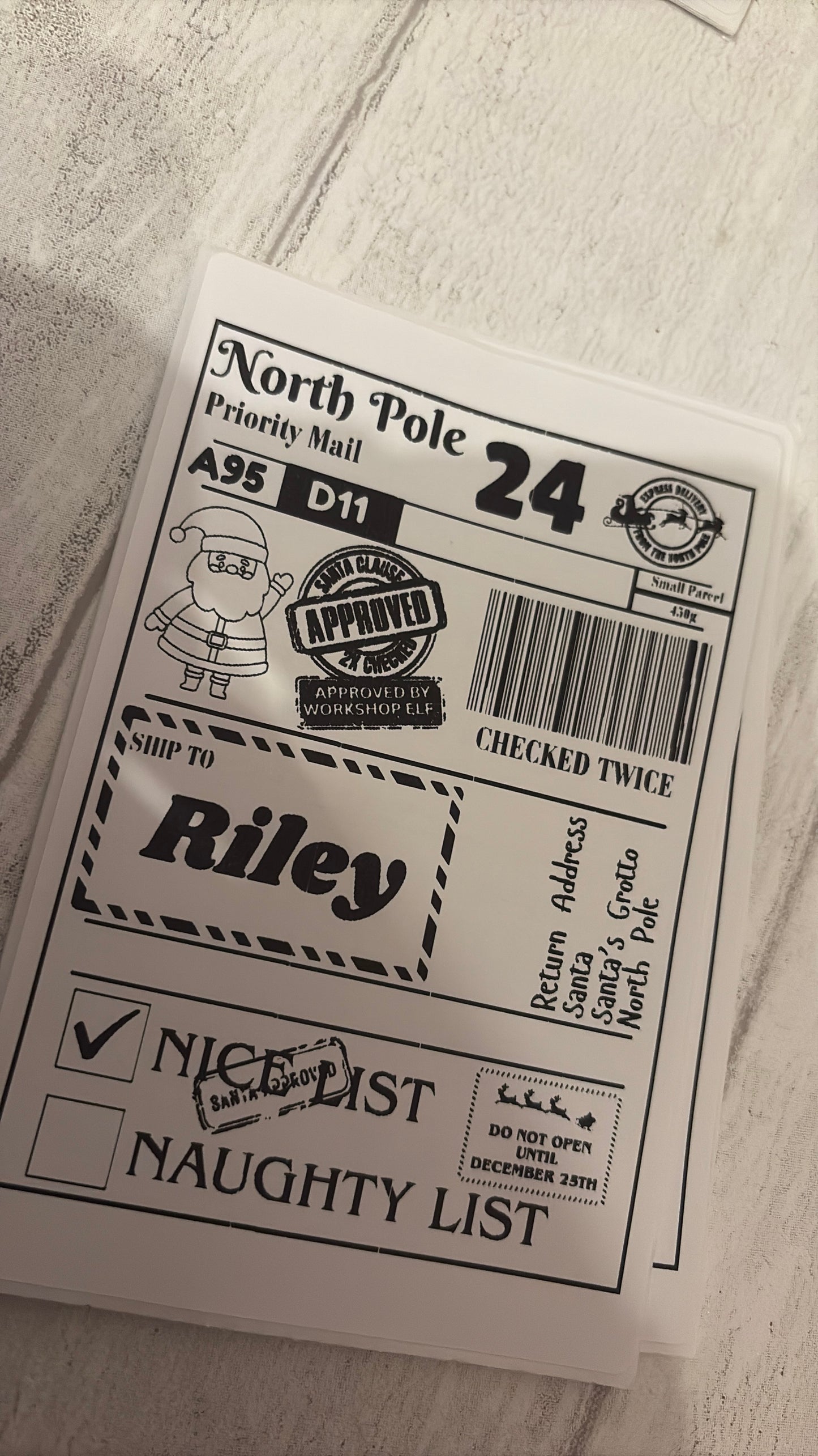Personalised Christmas North Pole Labels - 15 Pack Nice/Naughty List