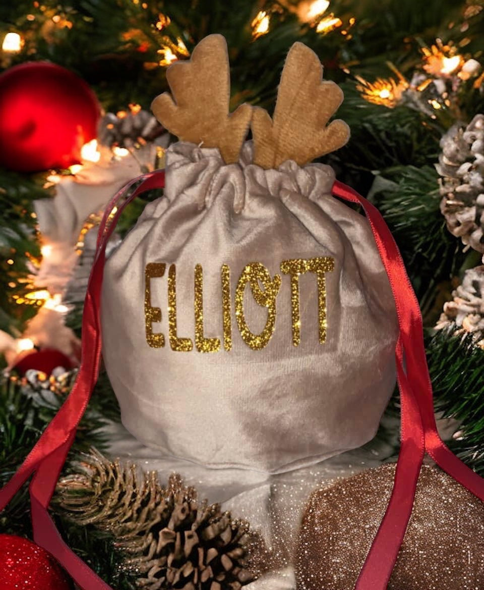 Personalised Christmas Reindeer Bag - Brown Antler