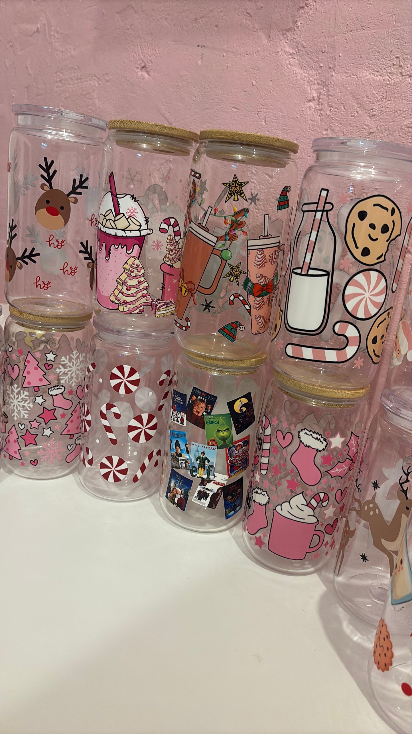 Christmas Designs 16oz Plastic/Glass Libbey Glass Can