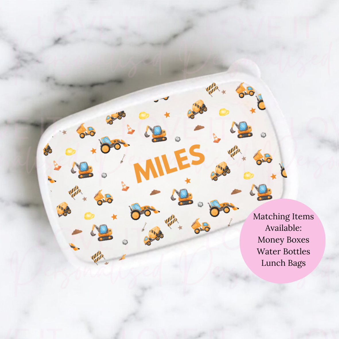 Personalised Construction Lunch/Snack Box