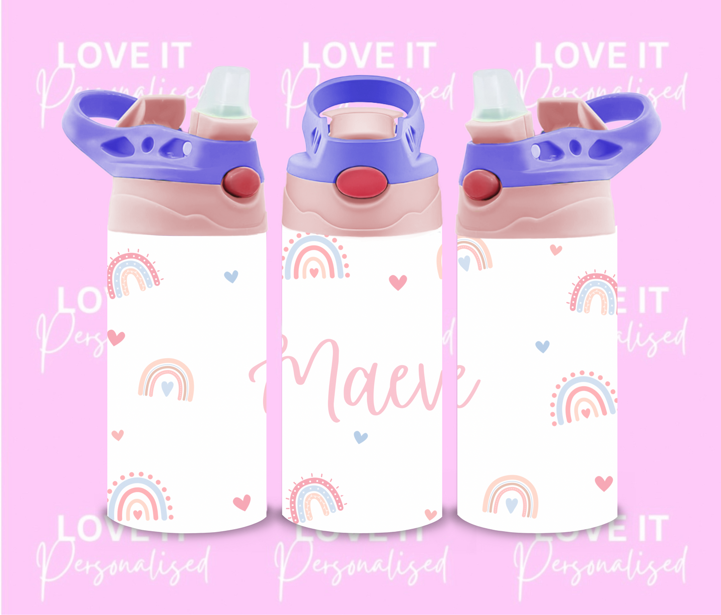 Personalised Boho Rainbow 12oz Water Bottle