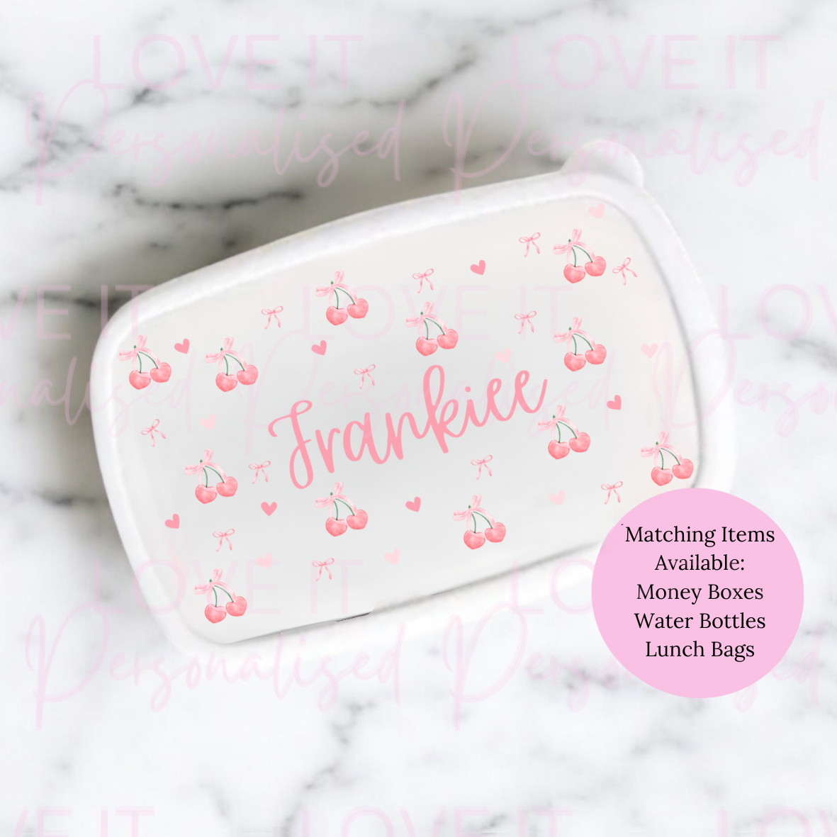 Personalised Cherry Bow Lunch/Snack Box