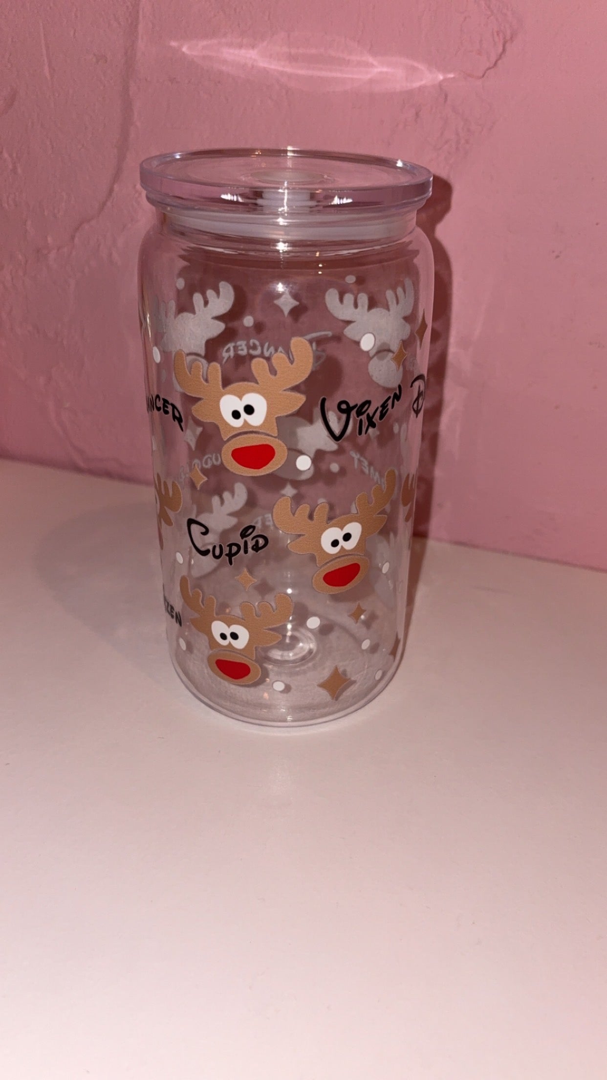 Christmas Designs 16oz Plastic/Glass Libbey Glass Can