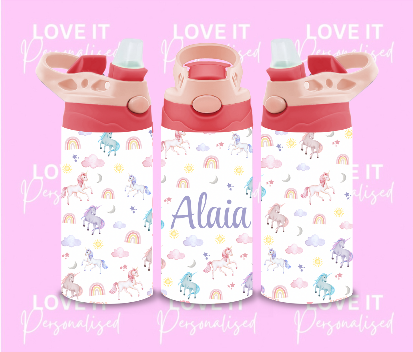 Personalised Unicorn 12oz Water Bottle