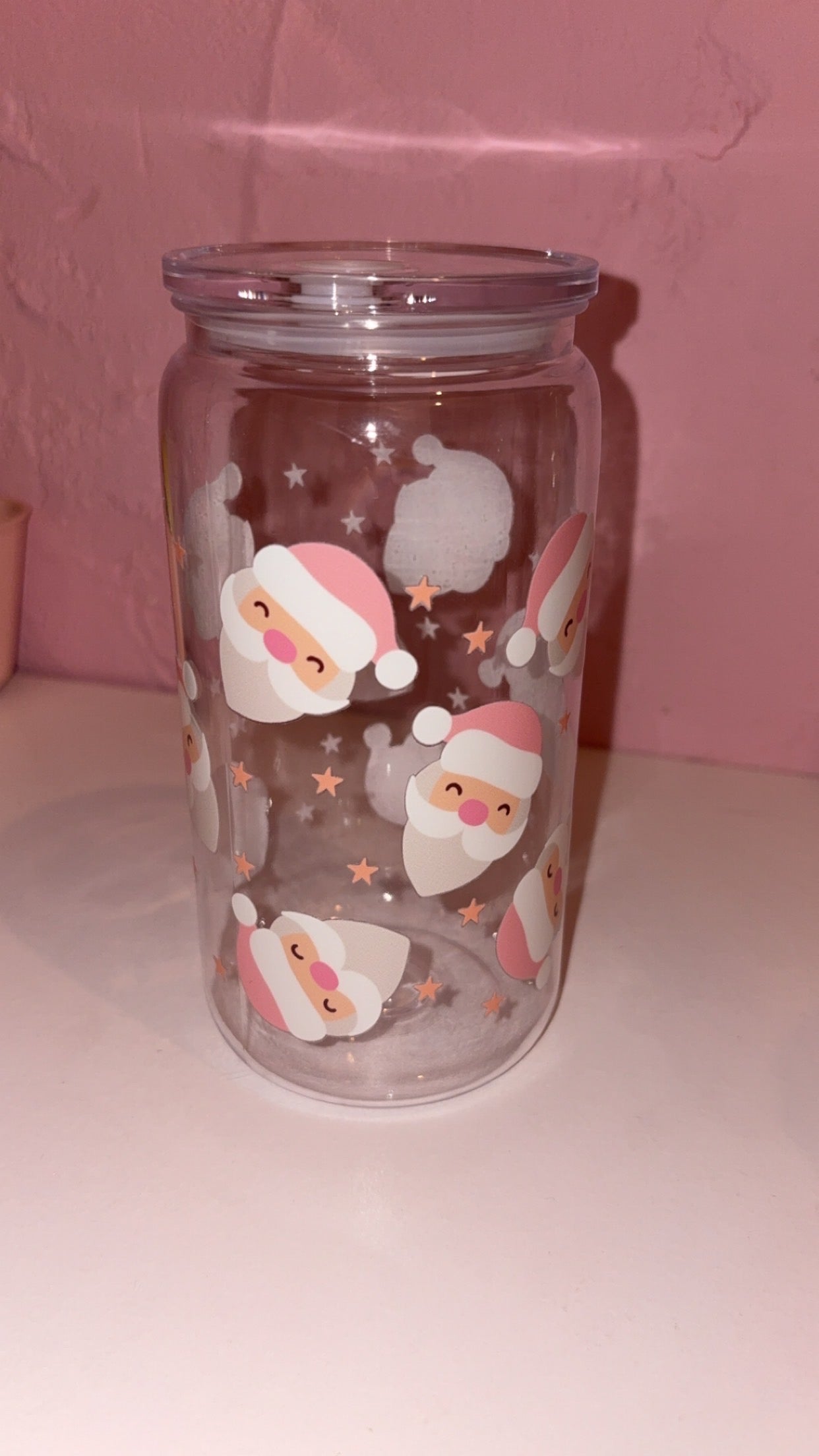 Christmas Designs 16oz Plastic/Glass Libbey Glass Can
