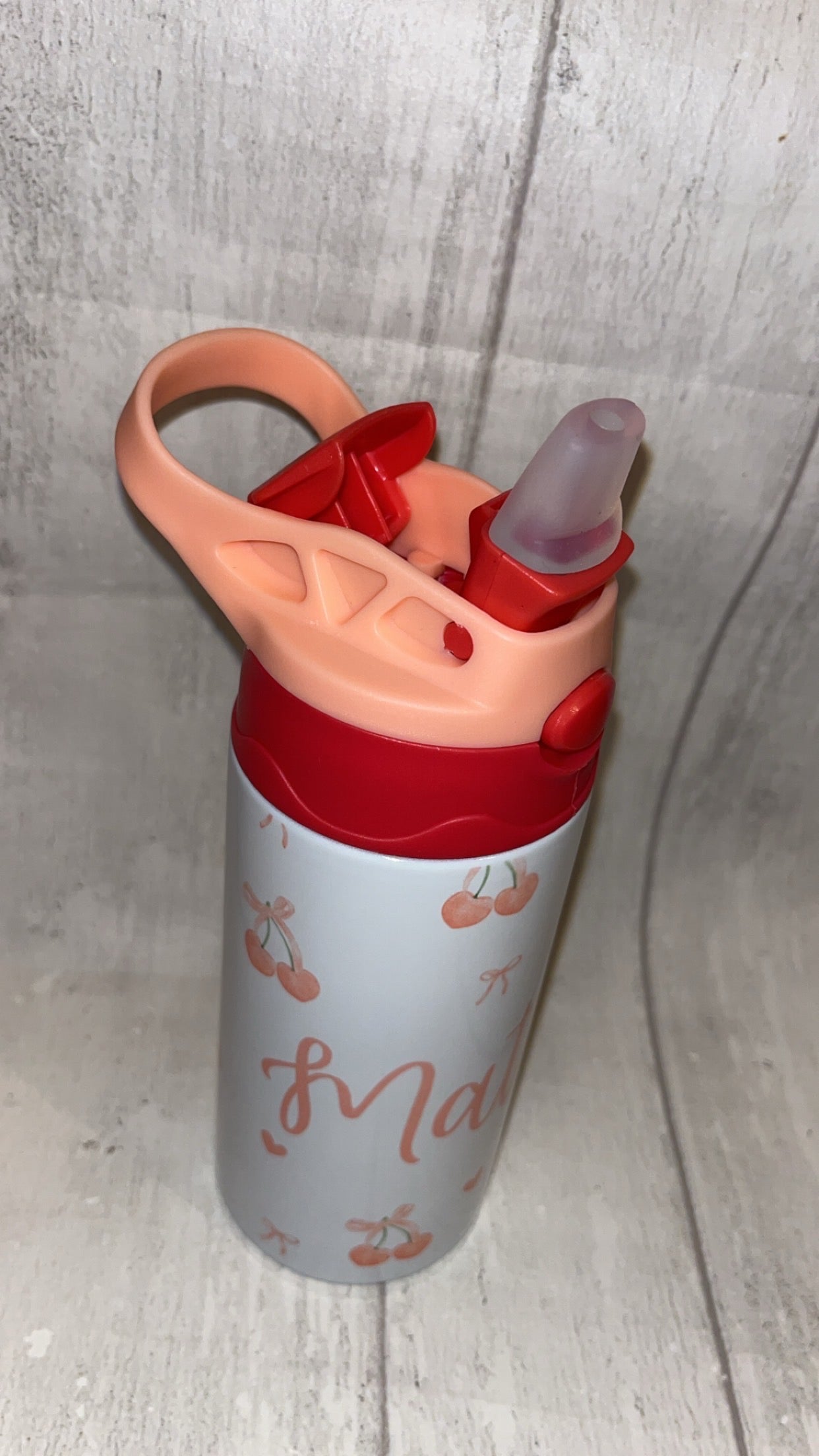 Personalised Cherry Bow 12oz Water Bottle