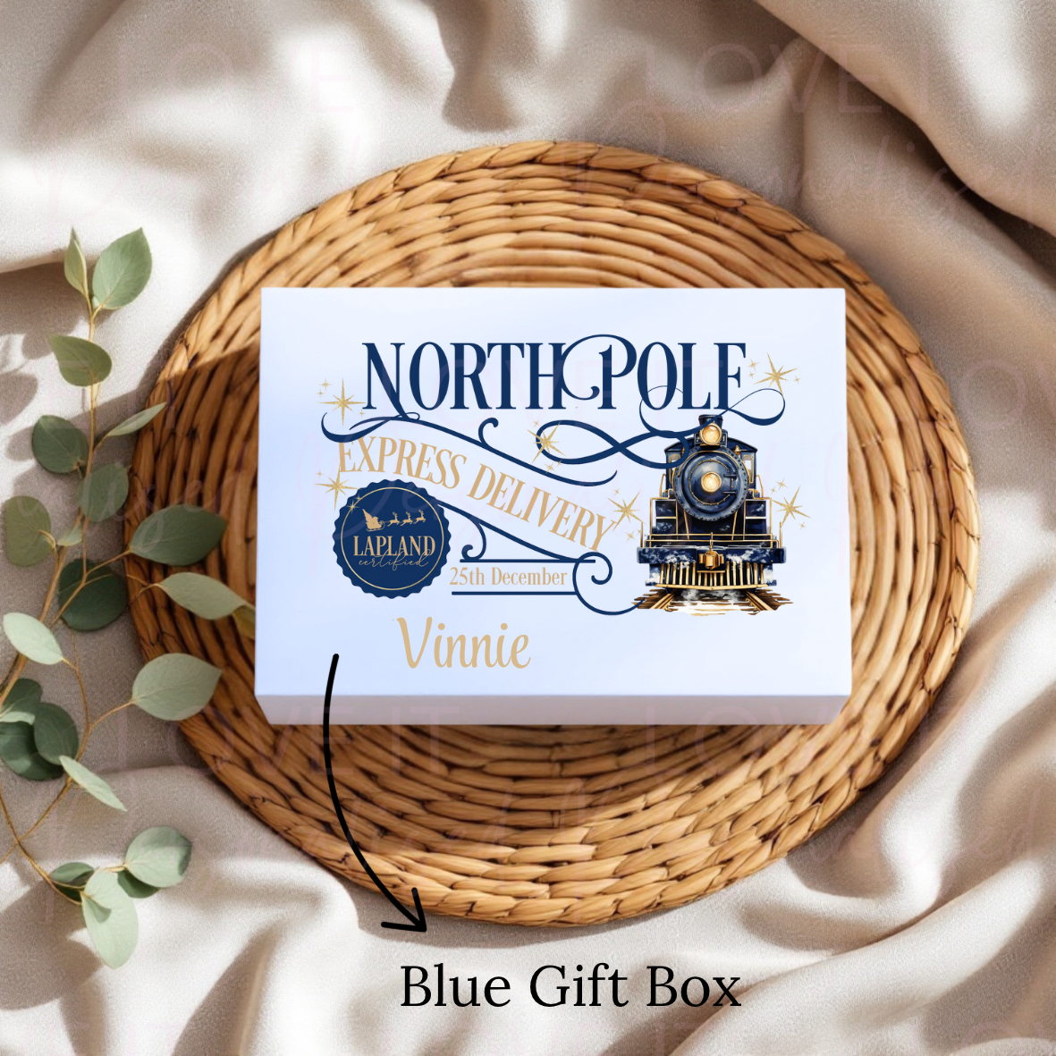 Personalised Christmas Magnetic Gift Box - Pink/Blue Express Delivery Design