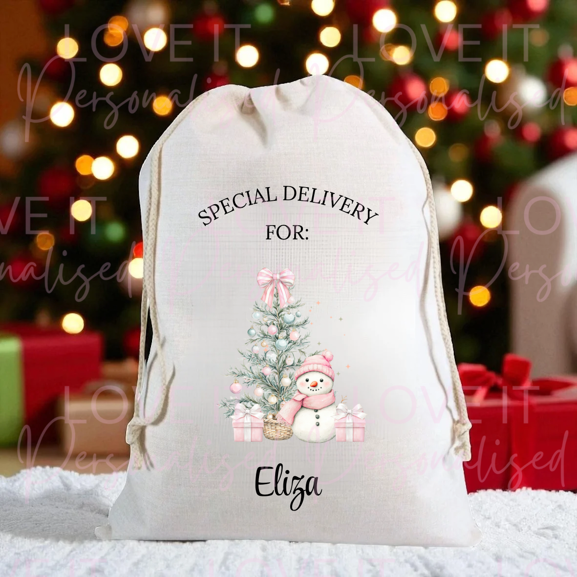 Personalised Christmas Snowman Stocking/Sack
