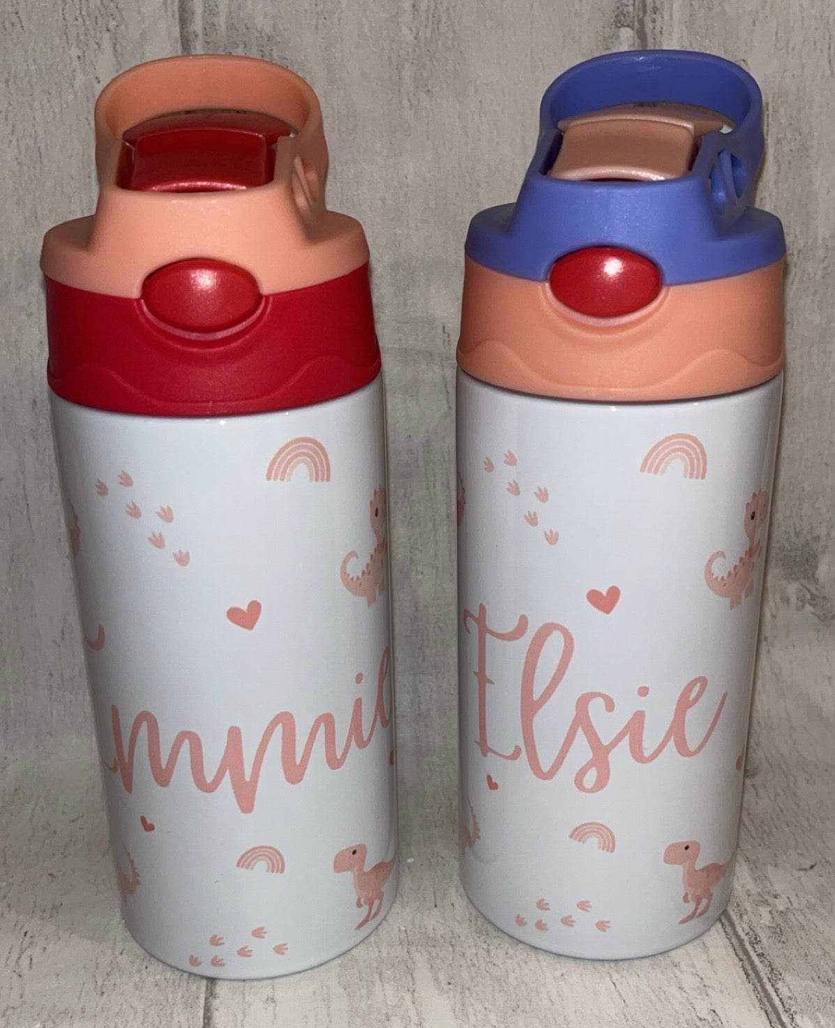 Personalised Pink Dinosaur 12oz Water Bottle