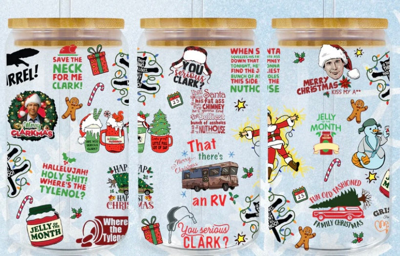 Christmas Designs 16oz Plastic/Glass Libbey Glass Can