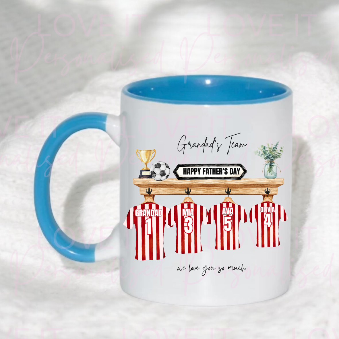 Football Team Blue Handle Mug